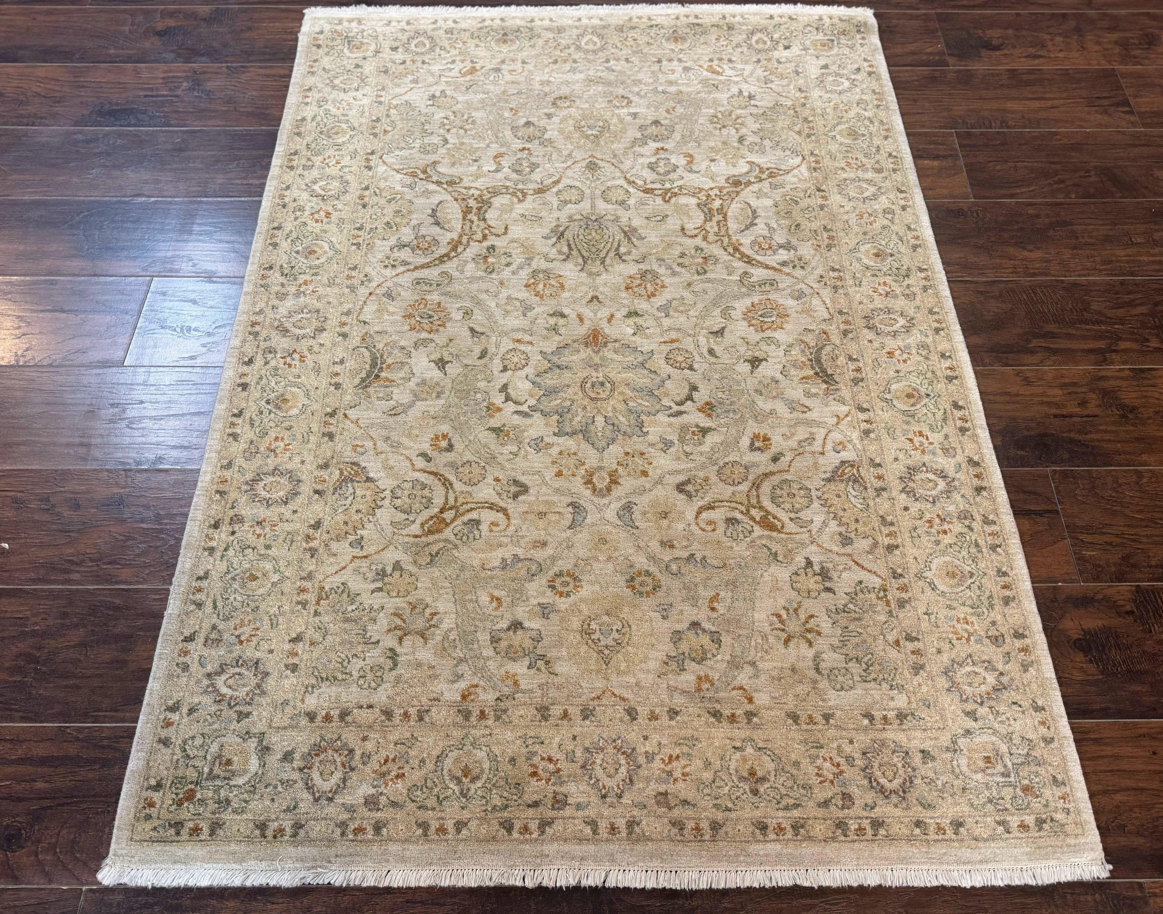 Pak Persian Rug 4x6, Beige, Pakistani Peshawar Rug, Handmade, Neutral Colors, Vintage Rug for Modern Home