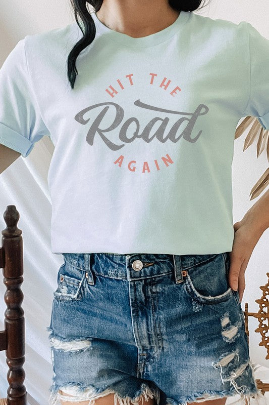 Hit The Road Again Roadtrip Vacation Graphic Tee T-Shirt