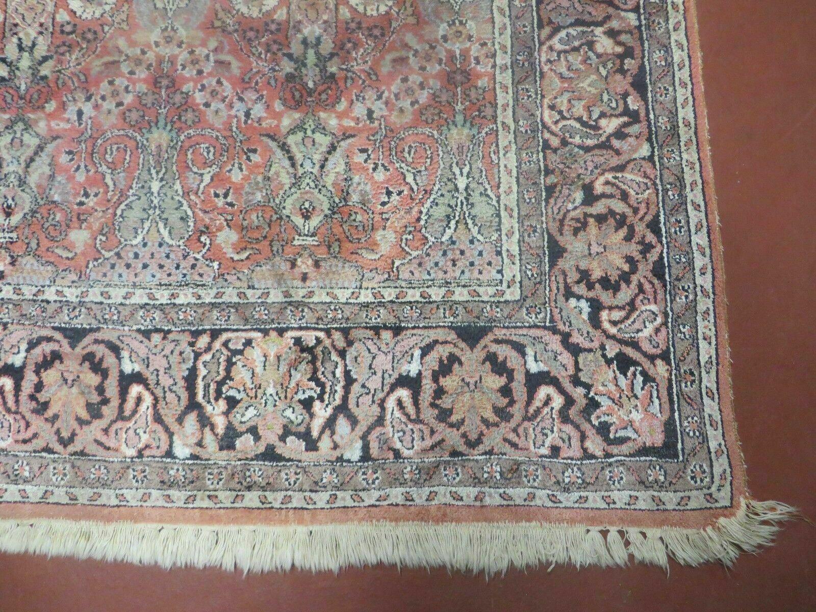 6' X 6' Vintage Handmade Fine Indian Silk Rug Kashmir Square Nice