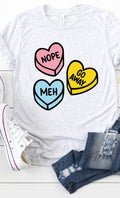 Sarcastic Candy Hearts Graphic Tee T-Shirt PLUS