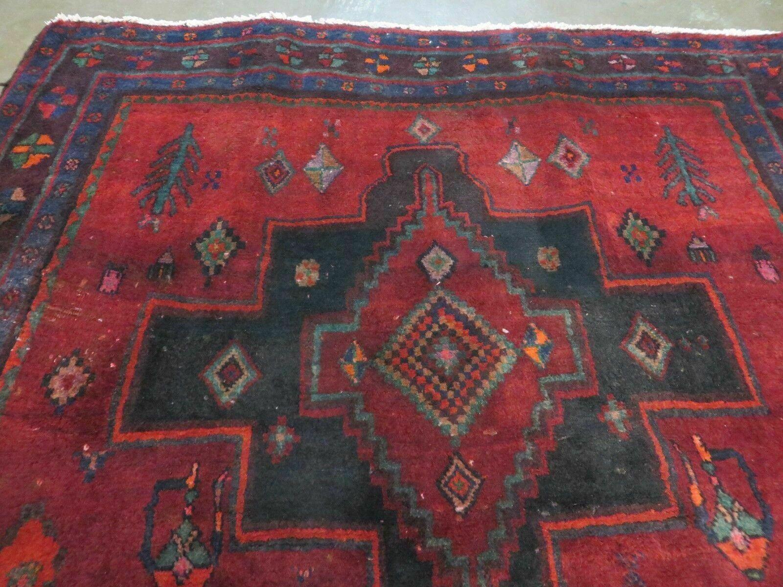4' X 8' Antique Handmade India Geometric Oriental Wool Rug Veg Dyes Nice
