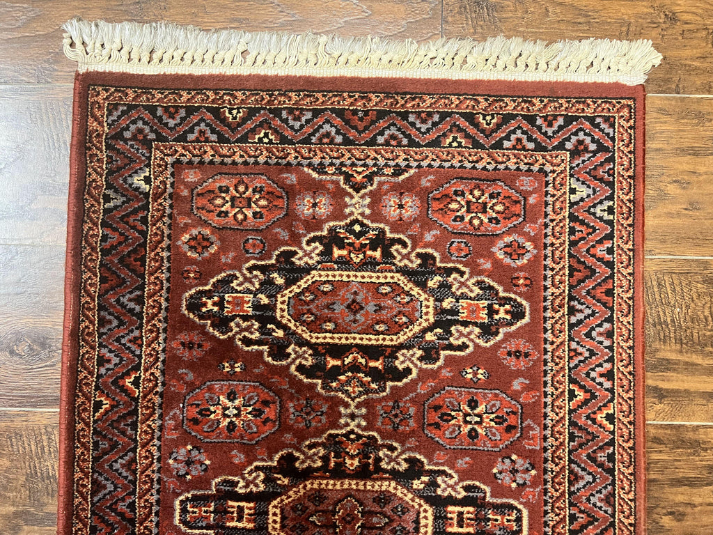 Belgium Power Loomed Runner Rug 2x9, Vintage Wool Rug for Hallway 2 x 9 ft, Red, Caucasian Persian Design, 9ft Runner