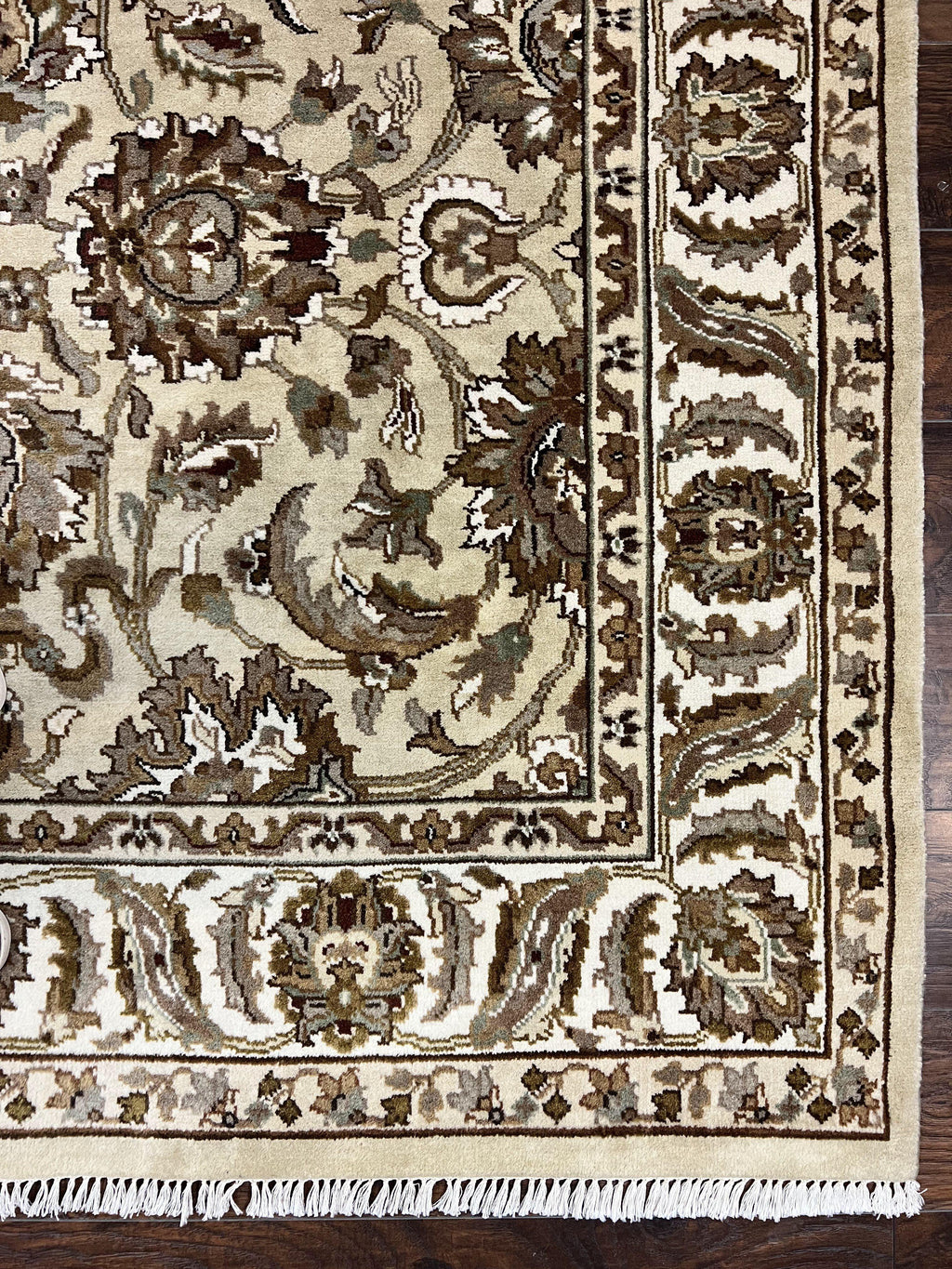 Indo Mahal Rug 6x9, Indian Carpet 6 x 9 ft, Light Green and Ivory, Floral Allover, Wool Oriental Carpet, Traditional Rug, Handmade