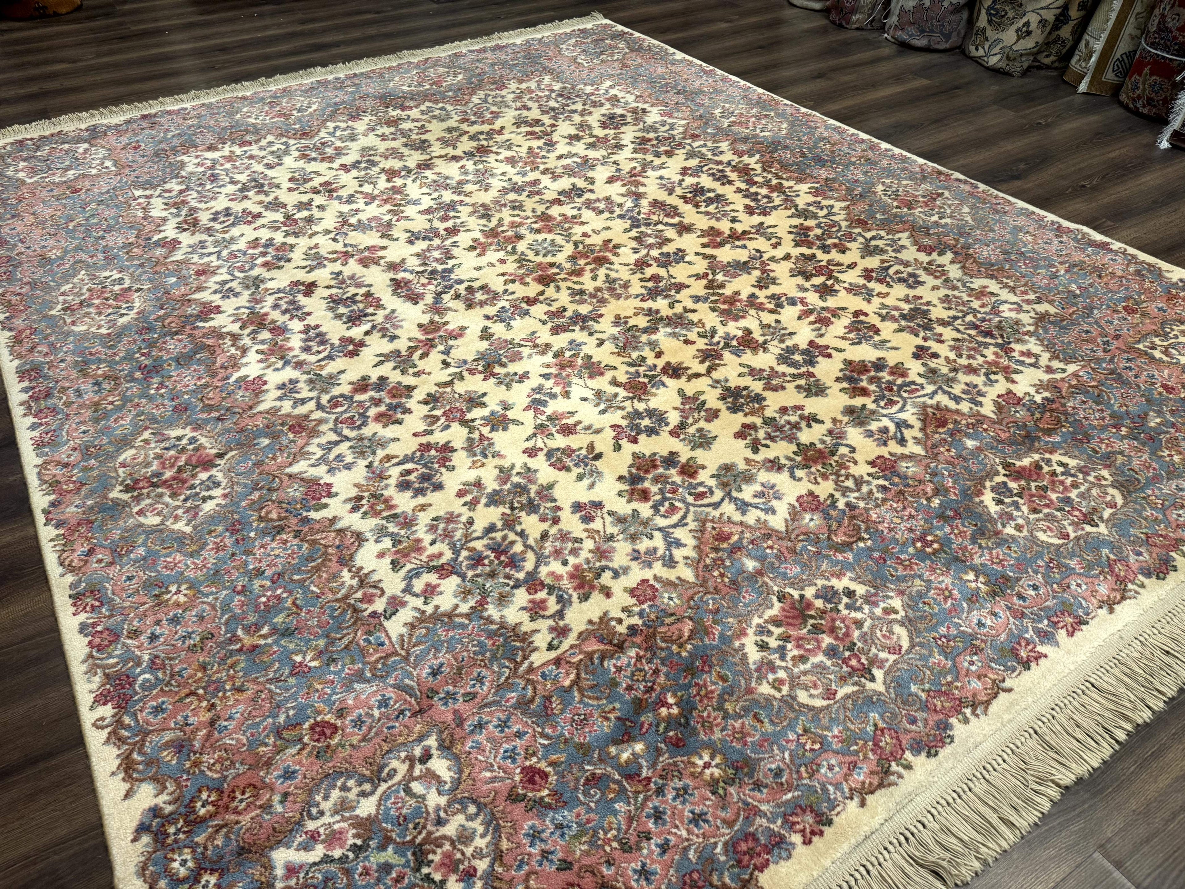 8.8 x 10.6 Karastan Kirman Rug #788, Wool Vintage Discontinued Floral Carpet