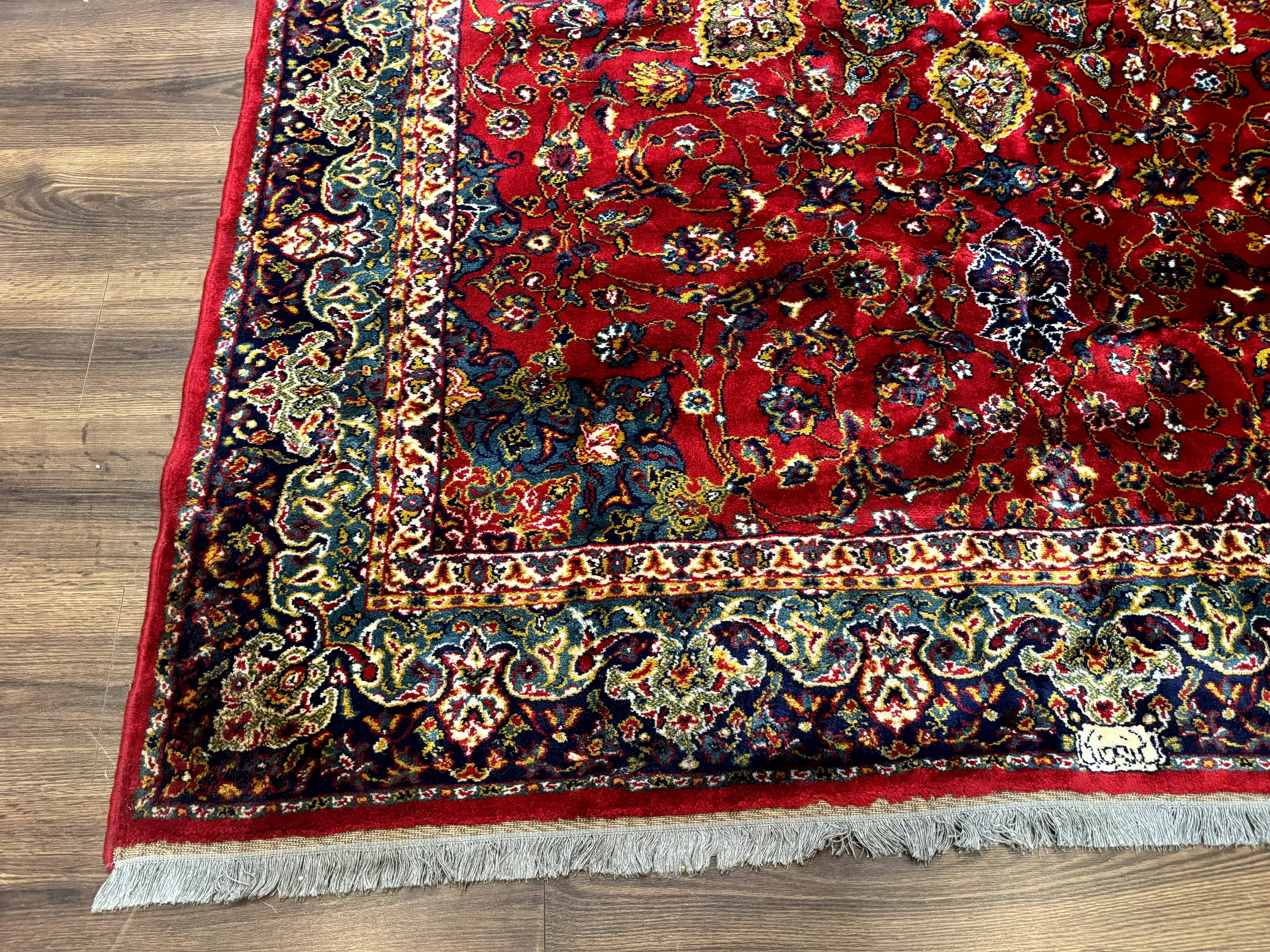 Red Persian Rug 6x9, Medallion Carpet, Ardebil Design, Vintage Belgium Power Loomed Carpet