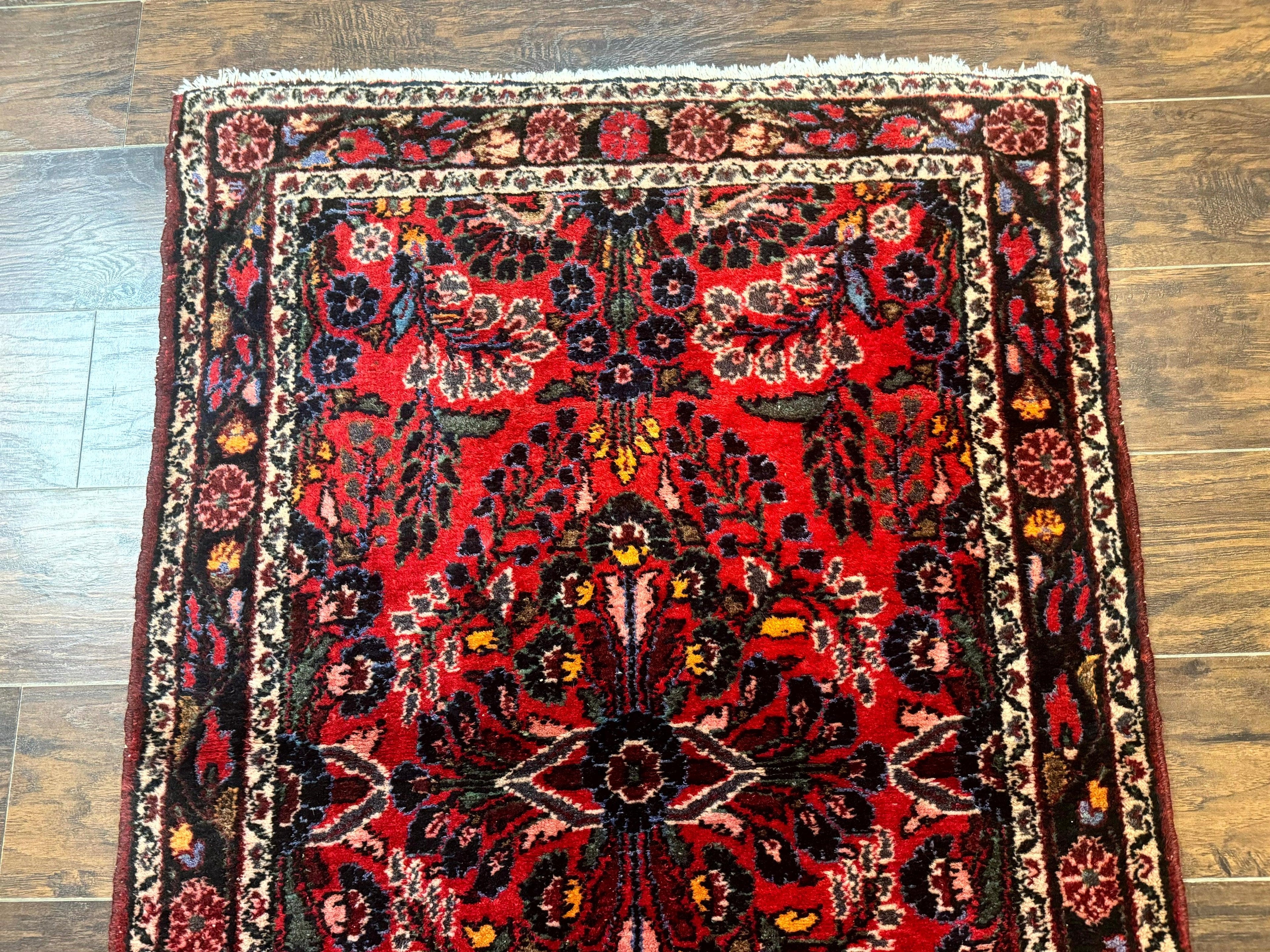 Persian Rug 3x5, Red Tribal Rug, Semi Antique, Wool Rug 3 x 5, Persian Hamadan Rug