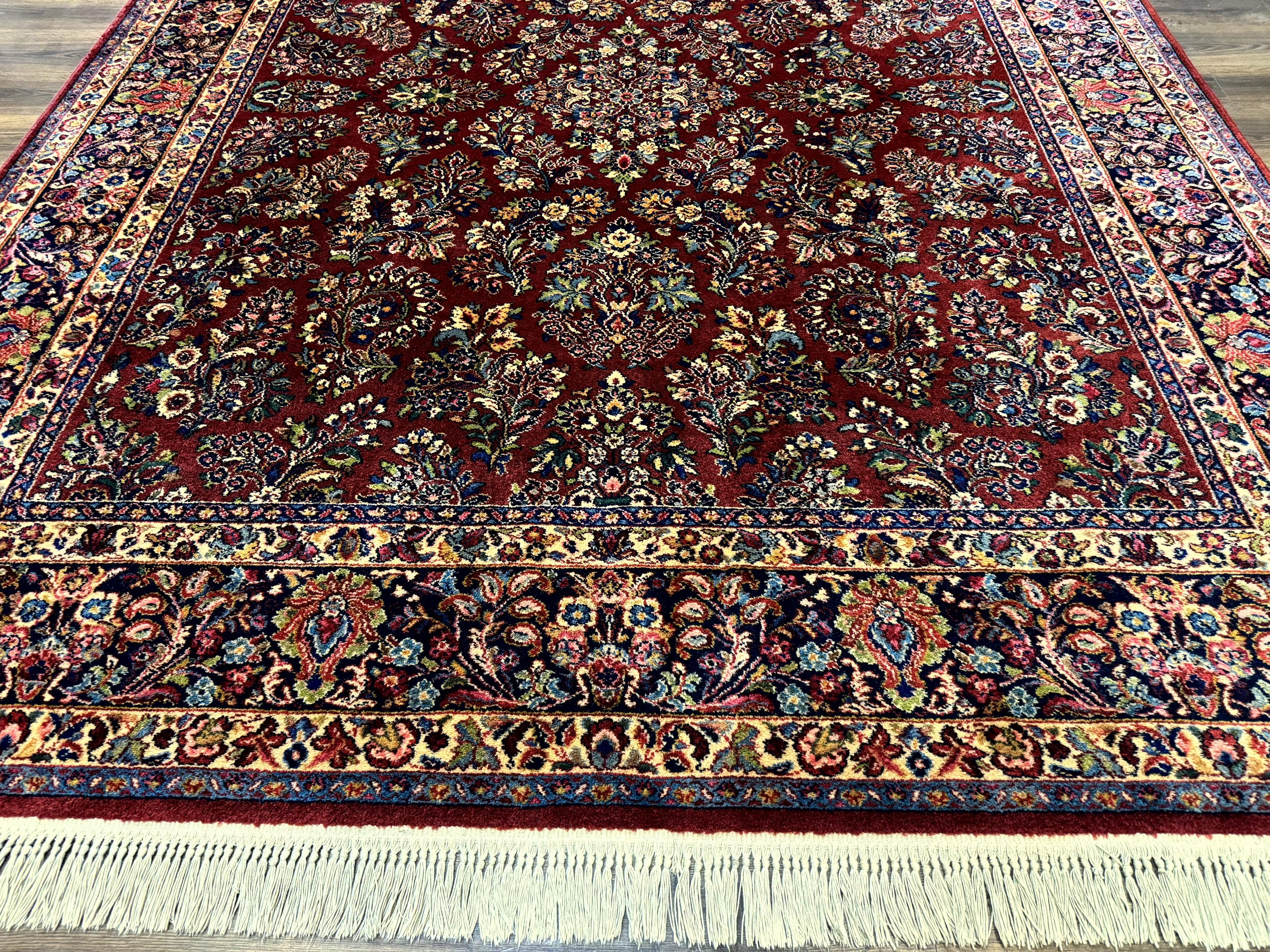 8.8 x 10.6 Karastan Red Sarouk Rug #785, Wool Pile Original 700 Series