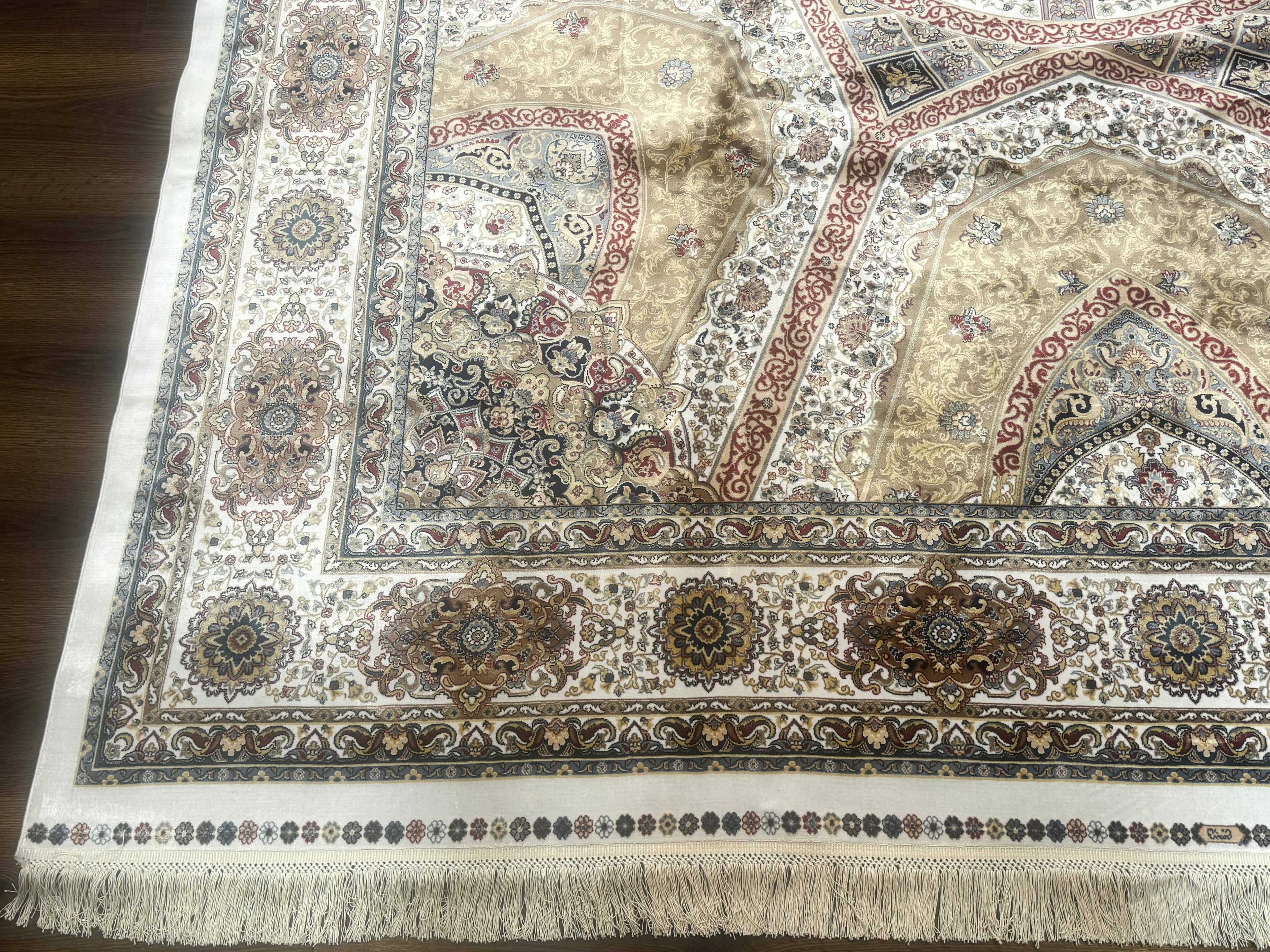 Turkish Silk Rug 8x10, Dome Design, Hereke Carpet, Bamboo Silk, New