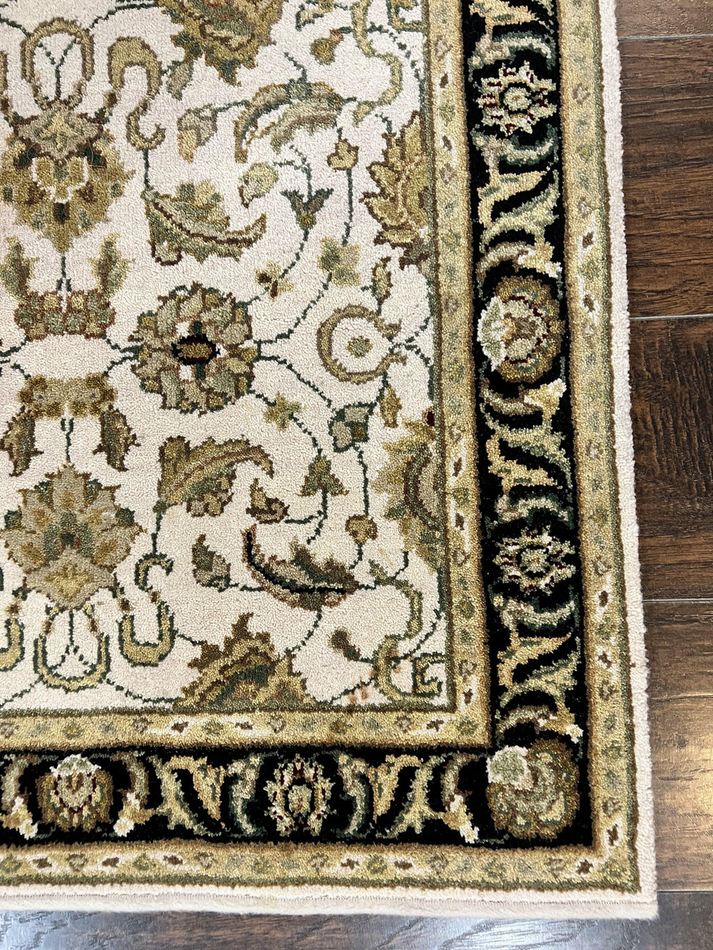 Small Indo Mahal Rug 2.5 x 4, Wool Indian Oriental Carpet, Hand Knotted Handmade Vintage Traditional Rug, Beige Tan Black