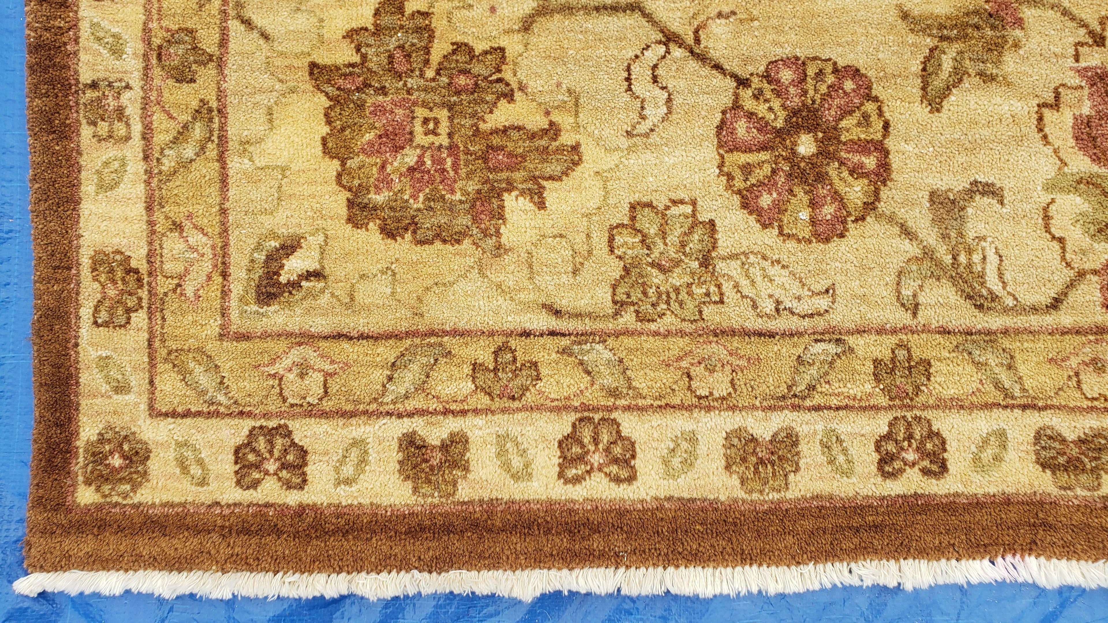 Indo Persian Rug 10x14, Mahal Sultanabad Oriental Carpet, Burnt Orange & Beige, Handmade Wool Area Rug