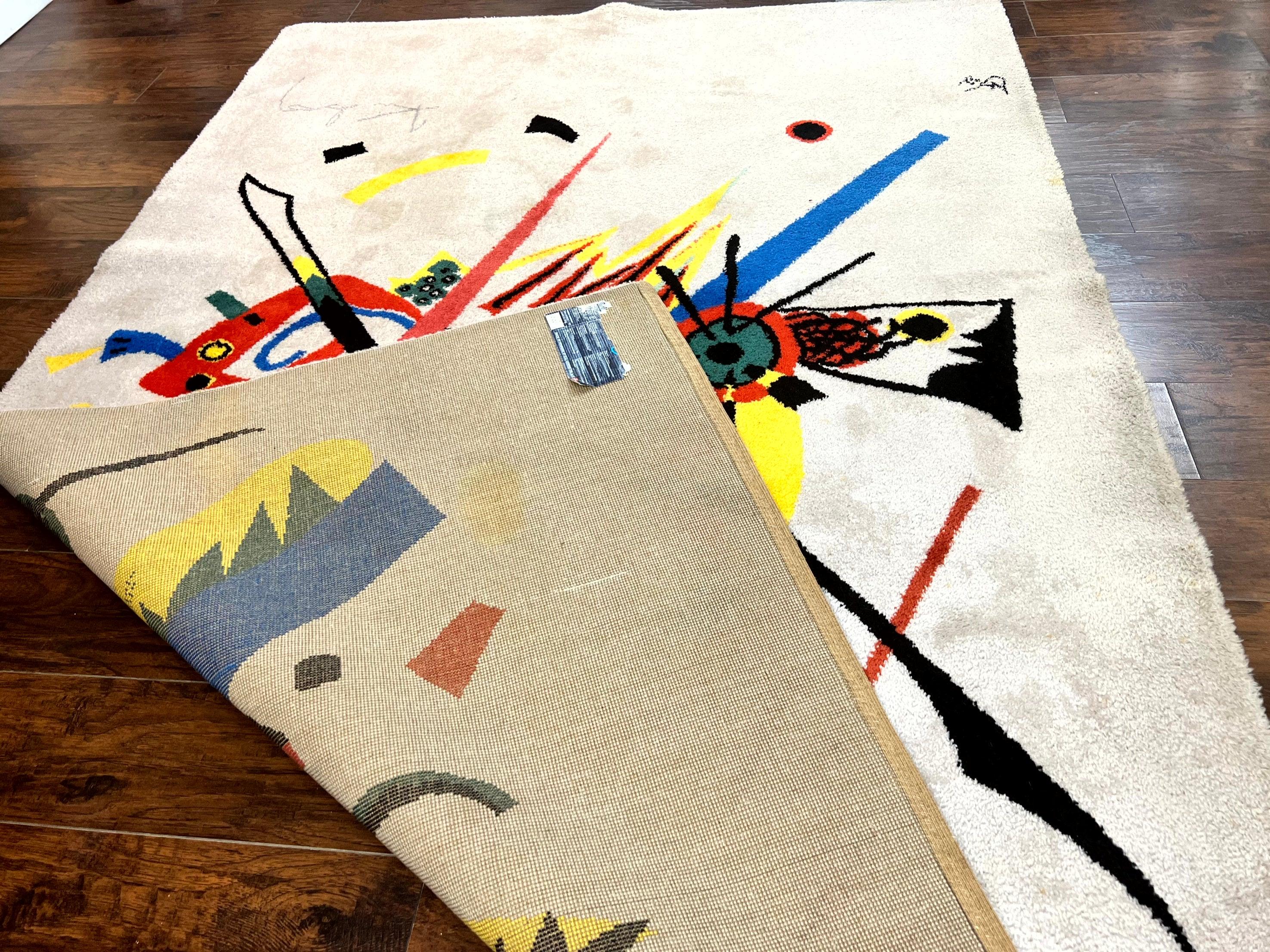 Danish Rya Shag Rug 6x9, EGE Axminster Carpet, Ivory, Modern Abstract Rug, Signed by Designer