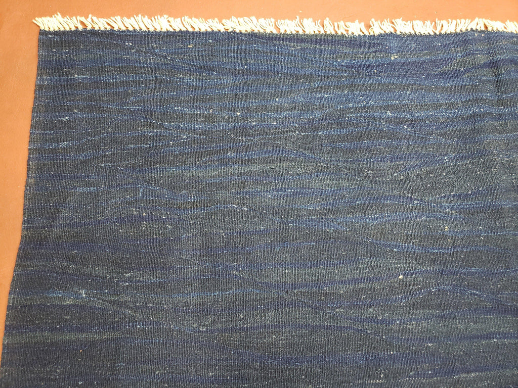 Large Blue Turkish Kilim Rug 7x10, Handmade, Wool