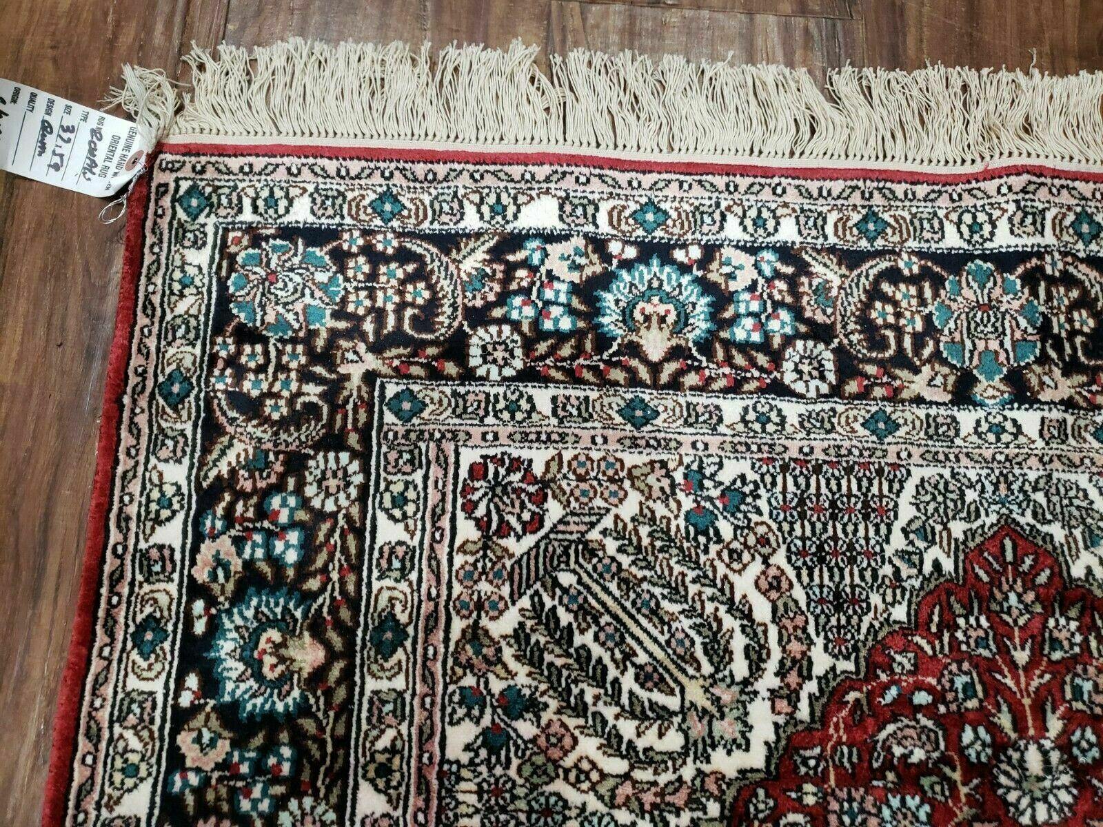 3' X 5' Vintage Fine Handmade India Oriental Kashmir Silk Rug 400 KPSI Wow