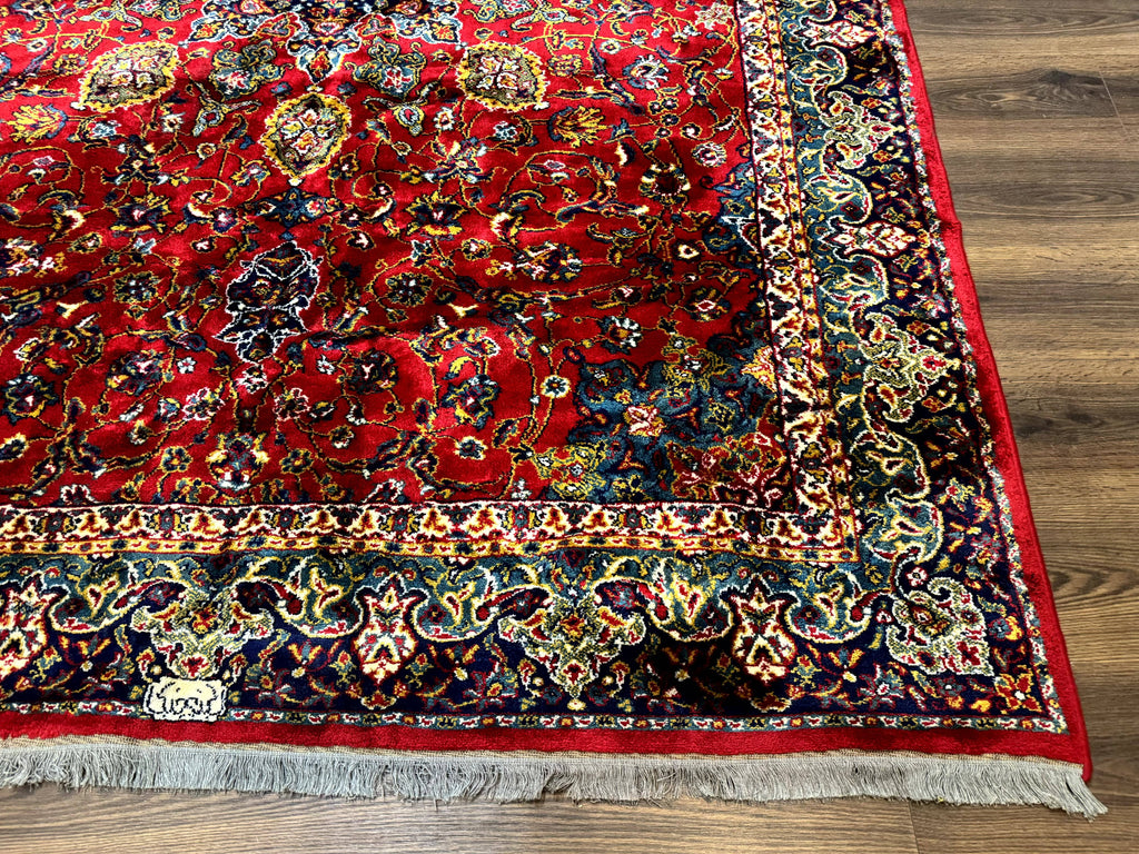 Red Persian Rug 6x9, Medallion Carpet, Ardebil Design, Vintage Belgium Power Loomed Carpet