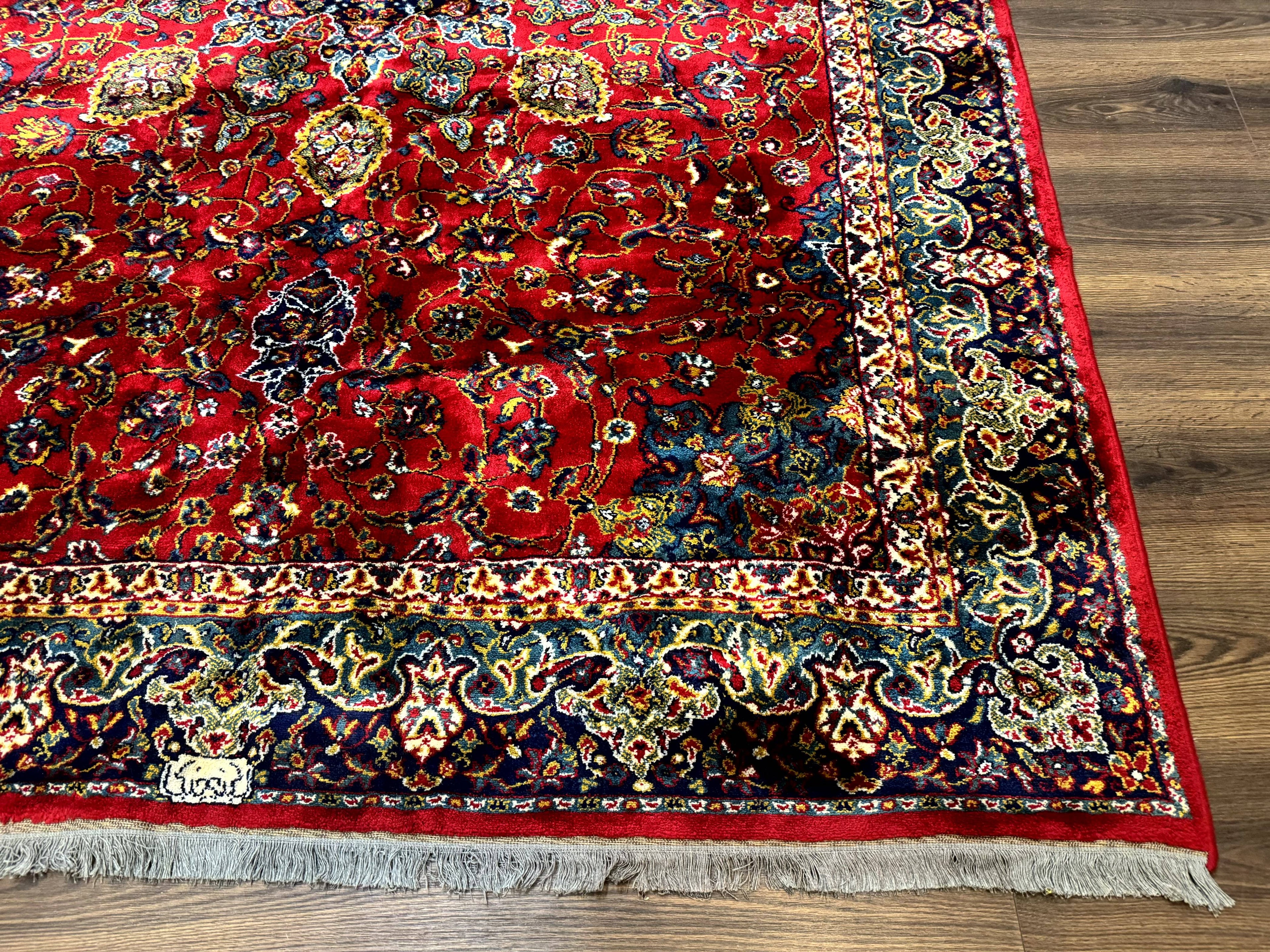 Red Persian Rug 6x9, Medallion Carpet, Ardebil Design, Vintage Belgium Power Loomed Carpet