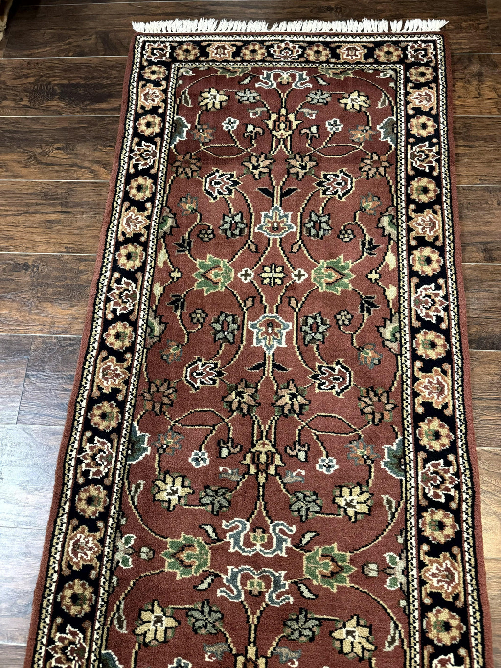 Indo Persian Sarouk Runner Rug 2.8 x 20 ft Runner for Hallway, Long Runner Rug, Handmade