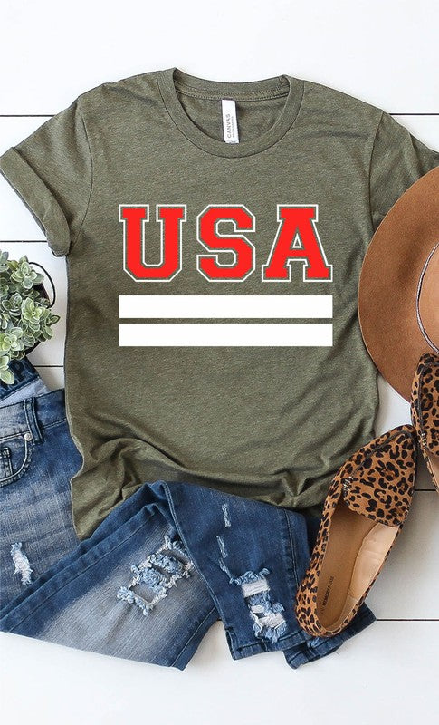Retro Varsity USA Plus Size Graphic Tee T-Shirt