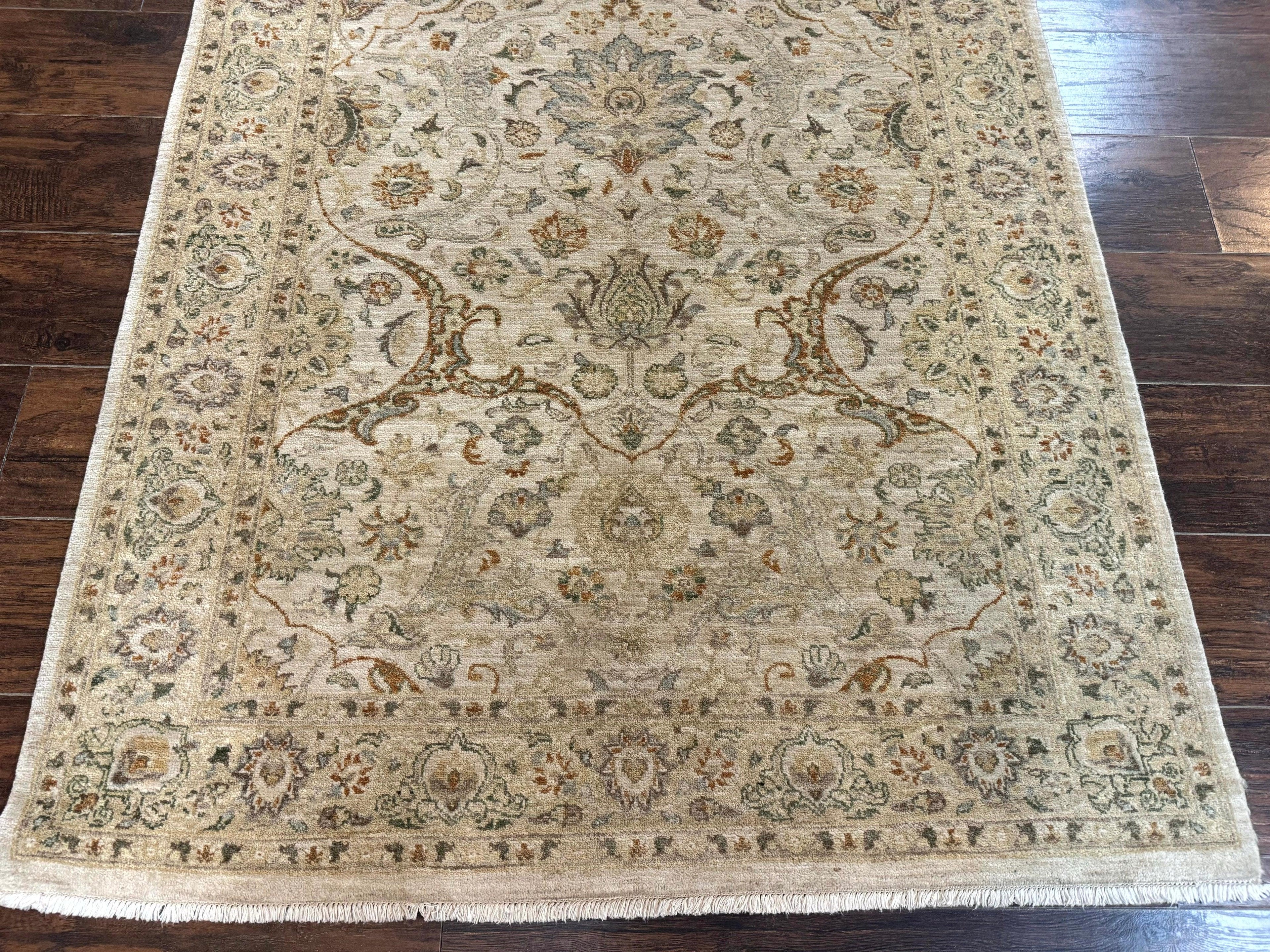 Pak Persian Rug 4x6, Beige, Pakistani Peshawar Rug, Handmade, Neutral Colors, Vintage Rug for Modern Home