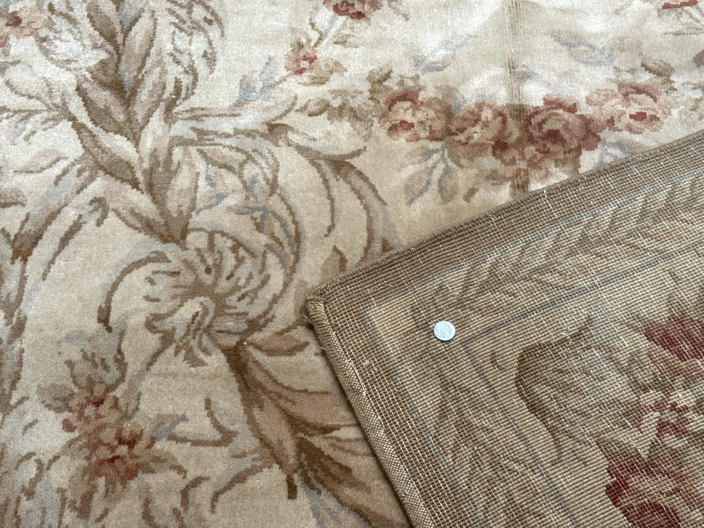 Chinese Aubusson Wool Rug 10x14, European Design, Thick Wool Pile
