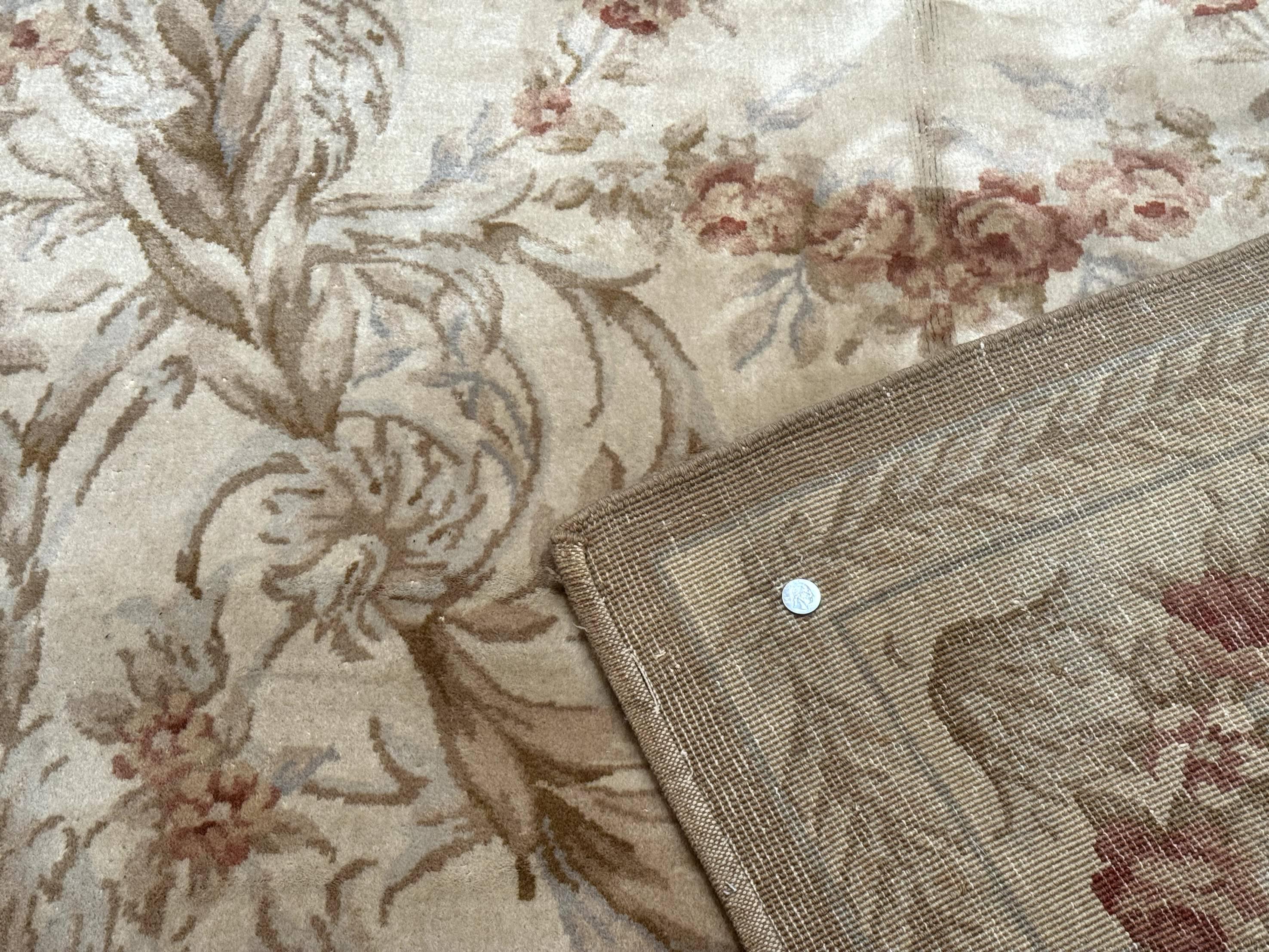 Chinese Aubusson Wool Rug 10x14, European Design, Thick Wool Pile