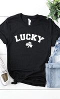 Retro Lucky White ink Shamrock Graphic Tee T-Shirt PLUS