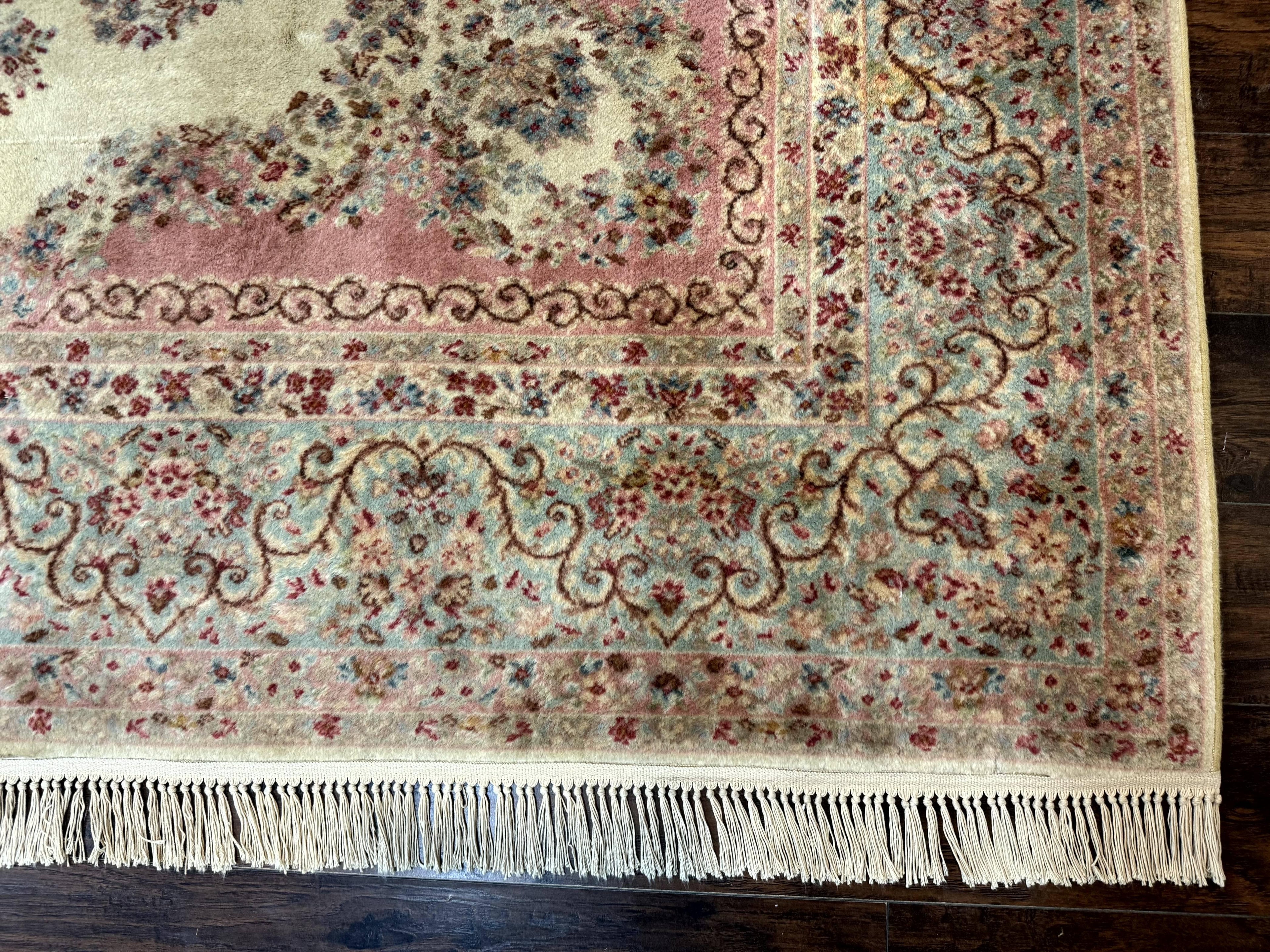 Karastan Rug 8.8 x 12, Pastel Ivory Kirman Rug #784, Wool Karastan Carpet, Original 700 Series, Vintage Karastan Area Rug, Discontinued