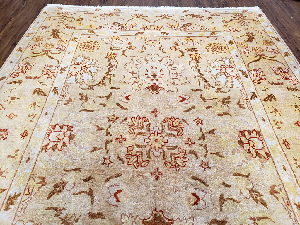 Vintage Turkish Oushak Area Rug 6x9, Wool Hand-Knotted
