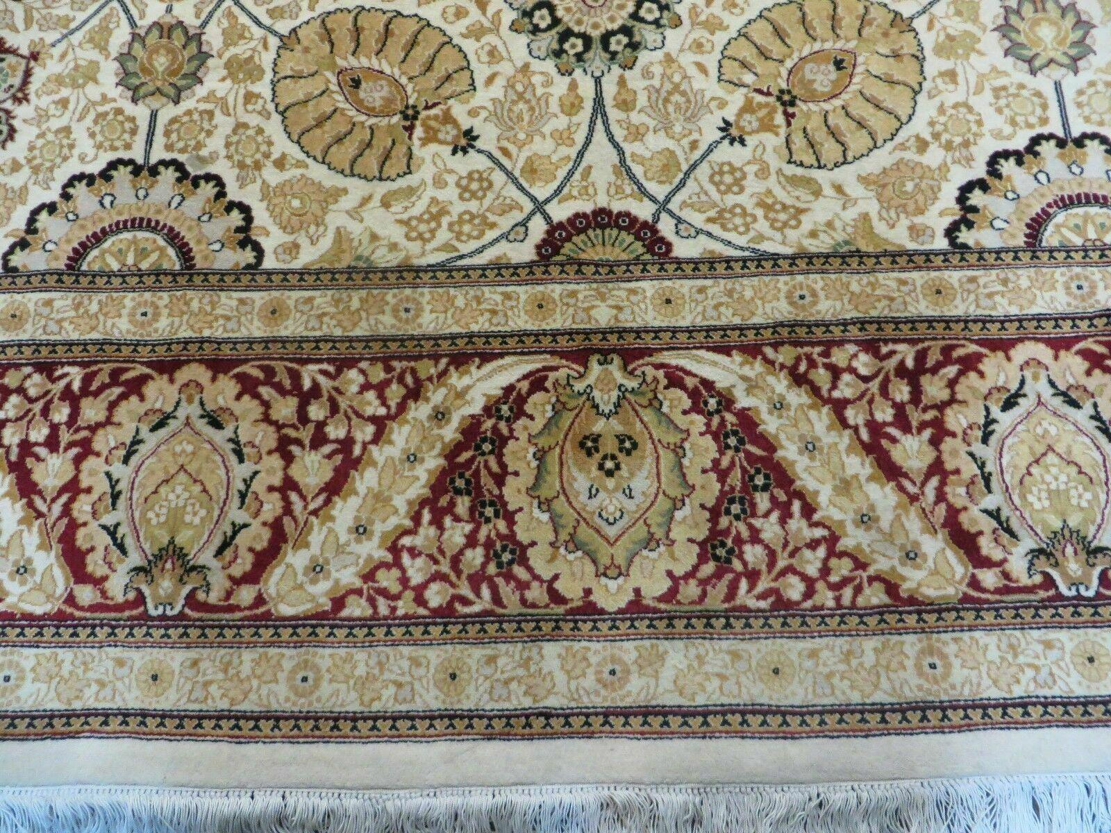 9' X 12' Vintage Handmade Wool Rug Pakistani Floral Design Nice Vegetable Dye
