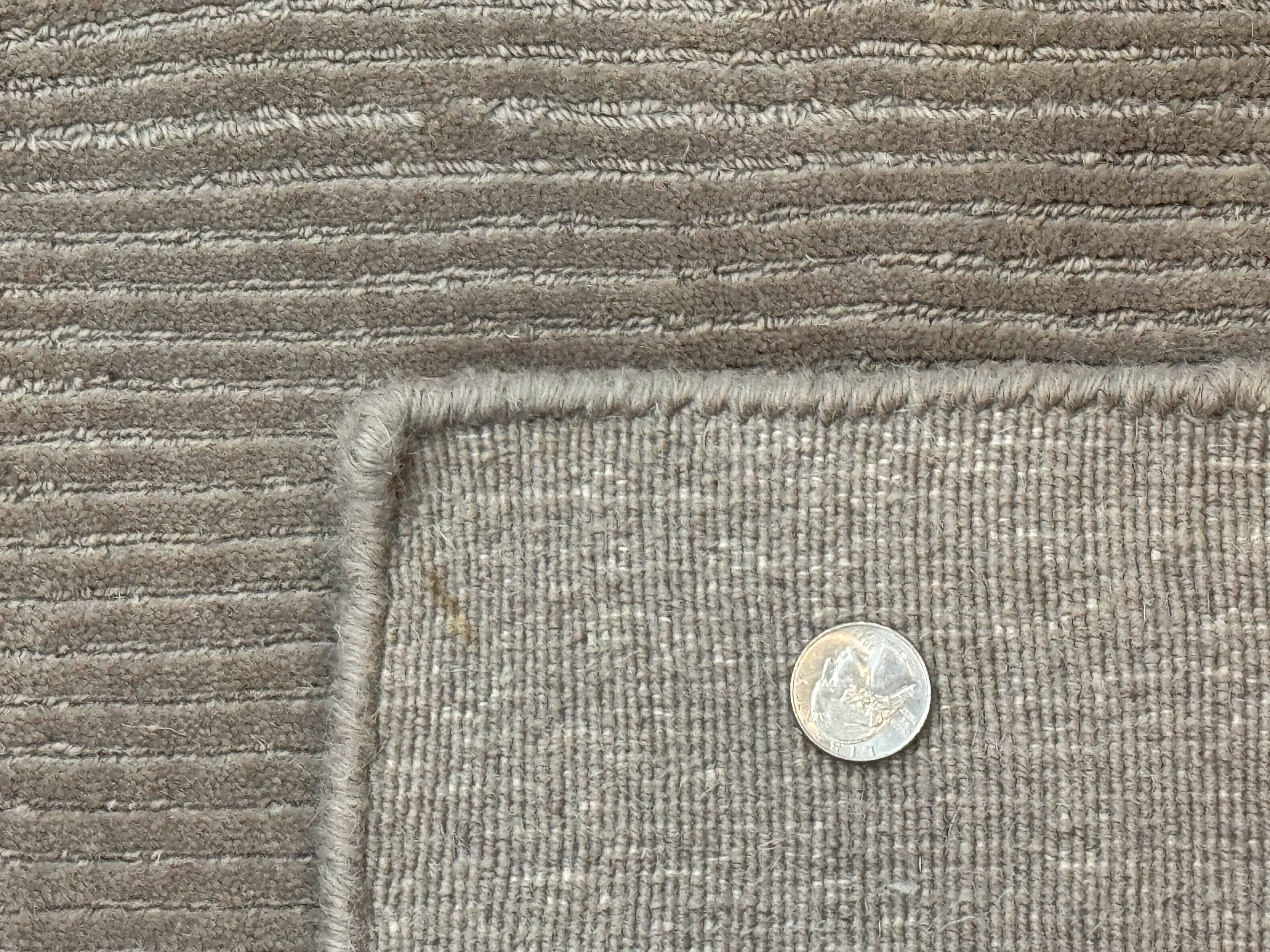 Tibetan Rug 8x10 Taupe Handmade Wool Modern Contemporary Carpet