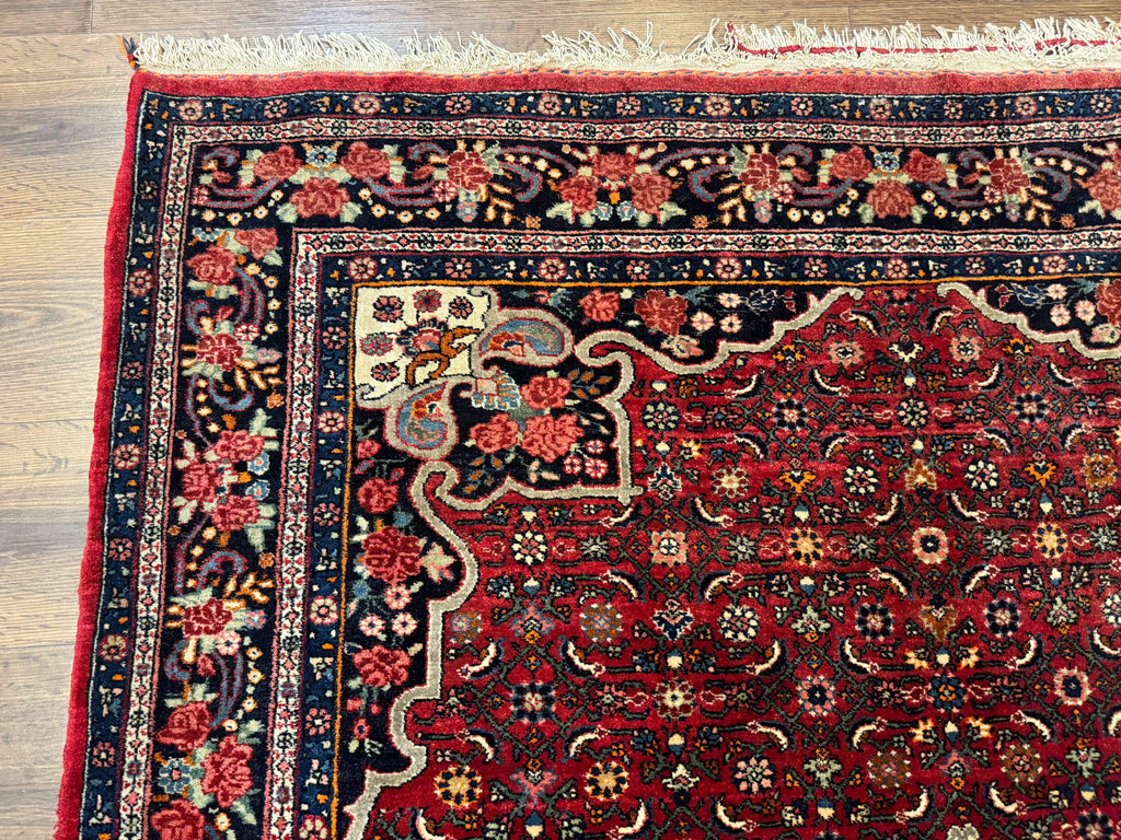 Antique Persian Rug 5x7, Red, Fine 260 KPSI, Bidjar Carpet