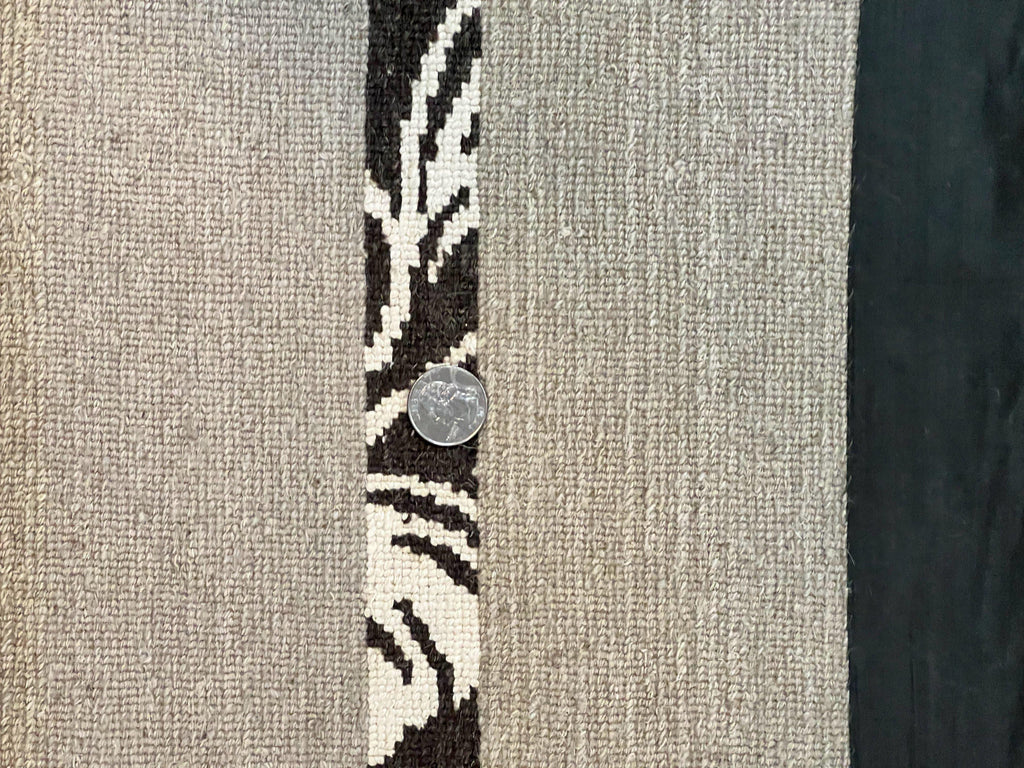 Modern Tibetan Nepali Rug 8x12, Stripe Pattern, Wool with Silk Highlights, Handmade, Beige Tan Brown