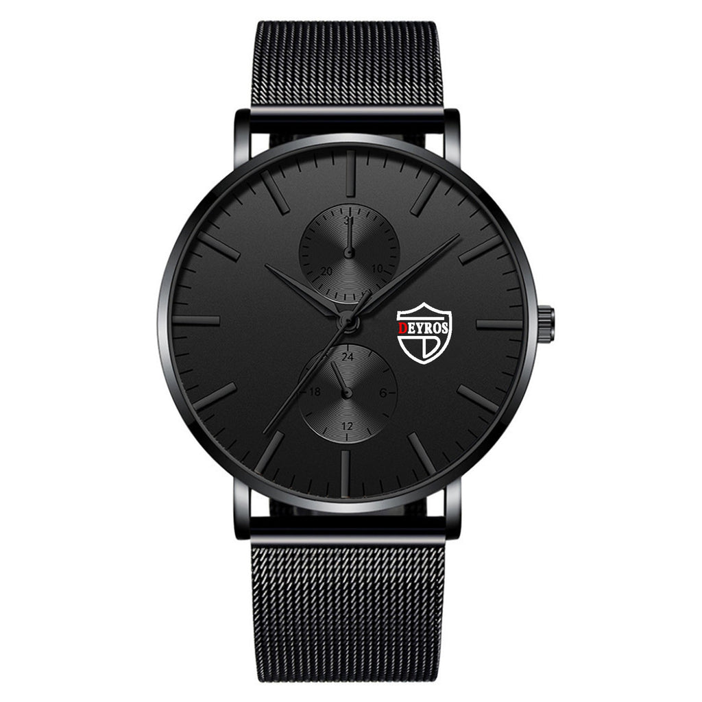 Black 3Bar Watch Men Women'S Watches Ladies Watch With Crystals  Fashion Stainless Steel Band Comfortable Wristwatch