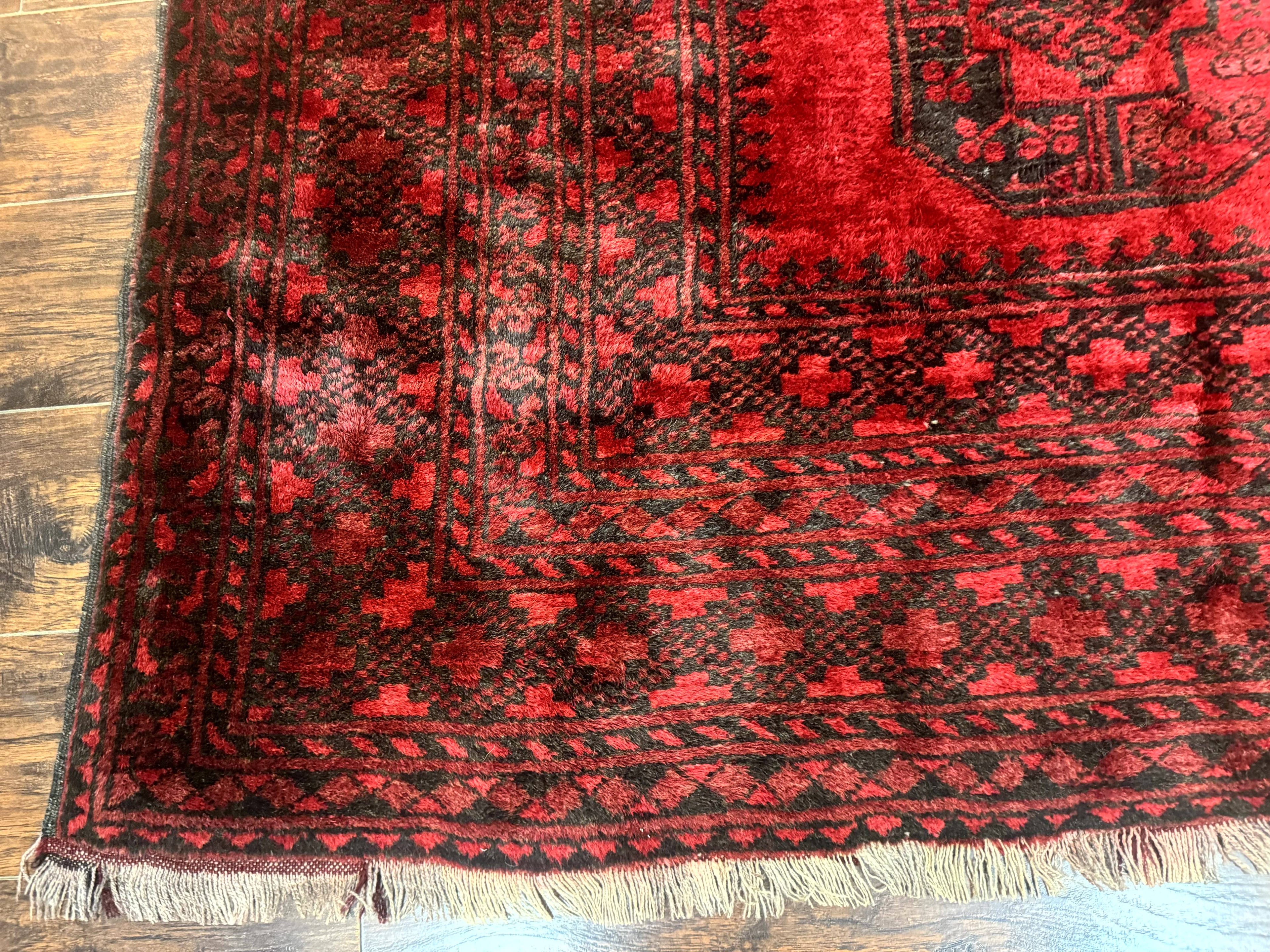 Afghan Turkoman Rug 9x10, Red Beshir Carpet, Tribal, Wool, Antique