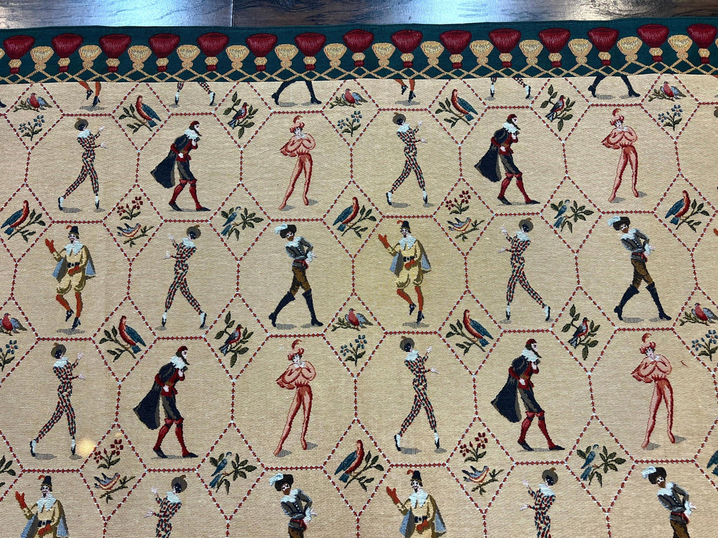 Square Tapestry 5x5, Wall Hanging, Human Pictorials, Court Jesters, Vintage