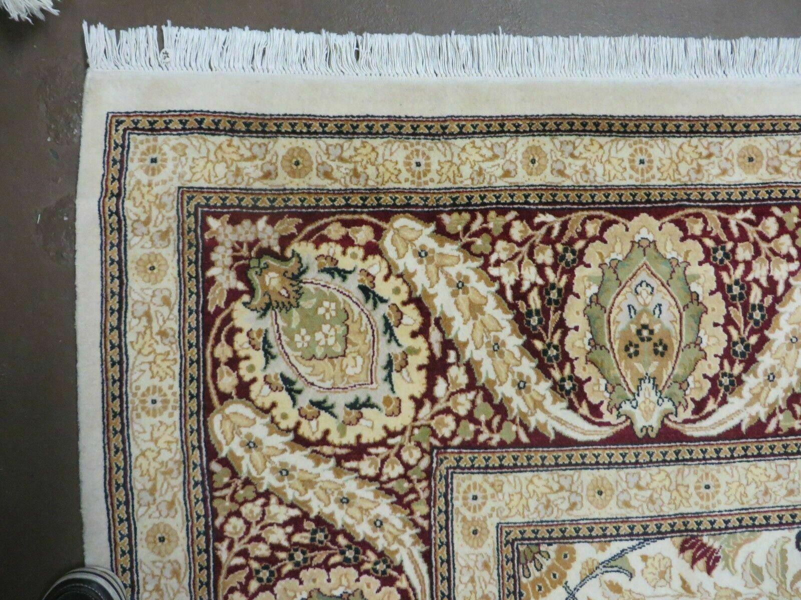 9' X 12' Vintage Handmade Wool Rug Pakistani Floral Design Nice Vegetable Dye