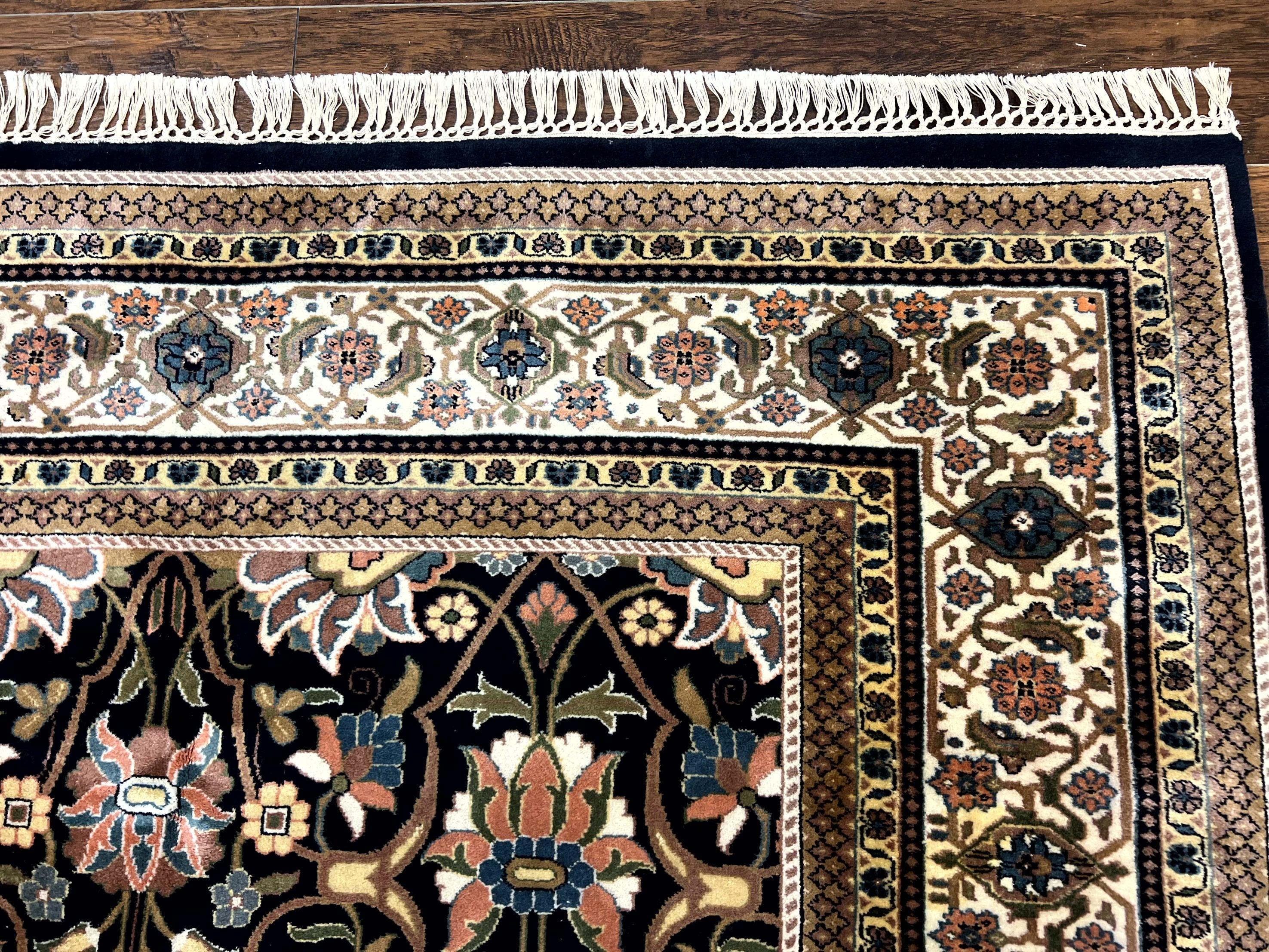 Indo Persian Bidjar Rug 6x10, Vintage Handmade Wool Carpet, Allover Pattern