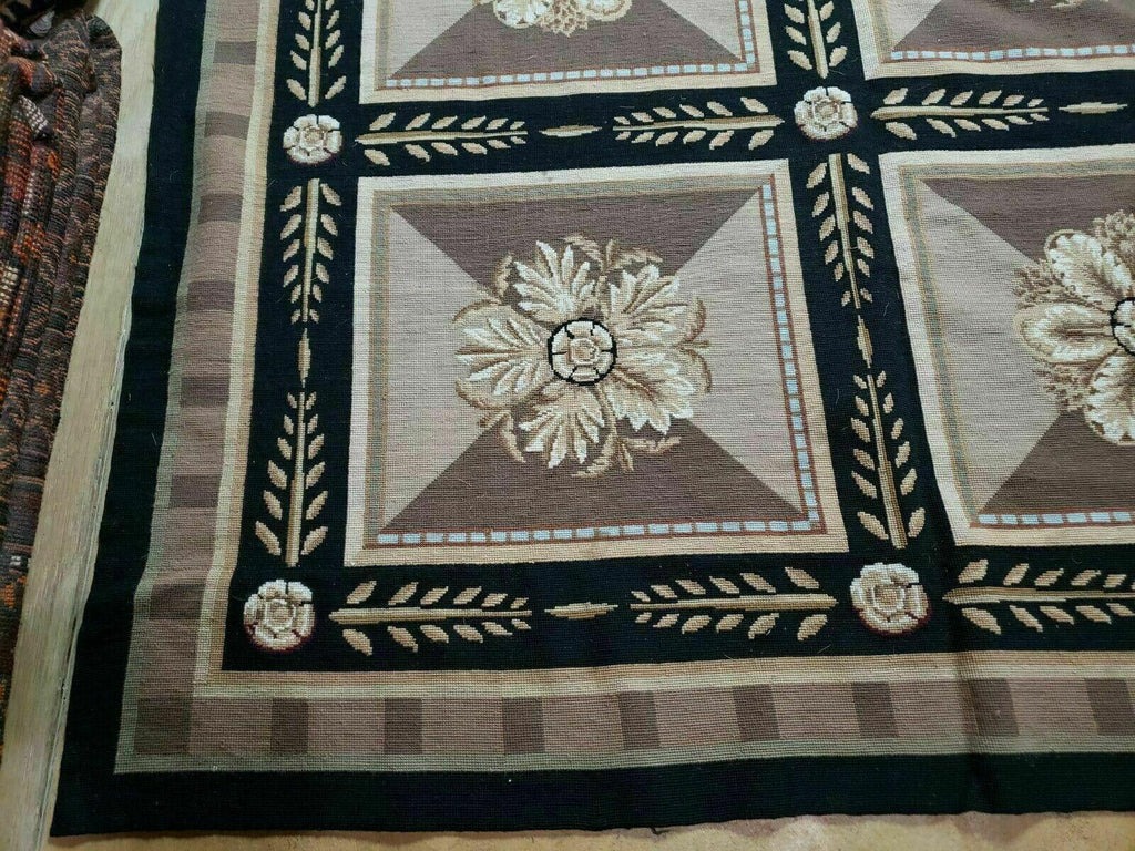9' X 12' Handmade English Aubusson Savonnerie Design Needlepoint Wool Rug Nice