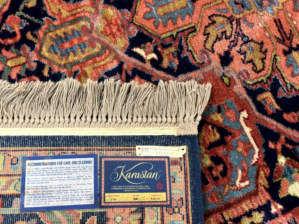 8.8 x 12 Karastan Heriz Rug #726, Vintage Wool Discontinued Carpet, Original 700 Series