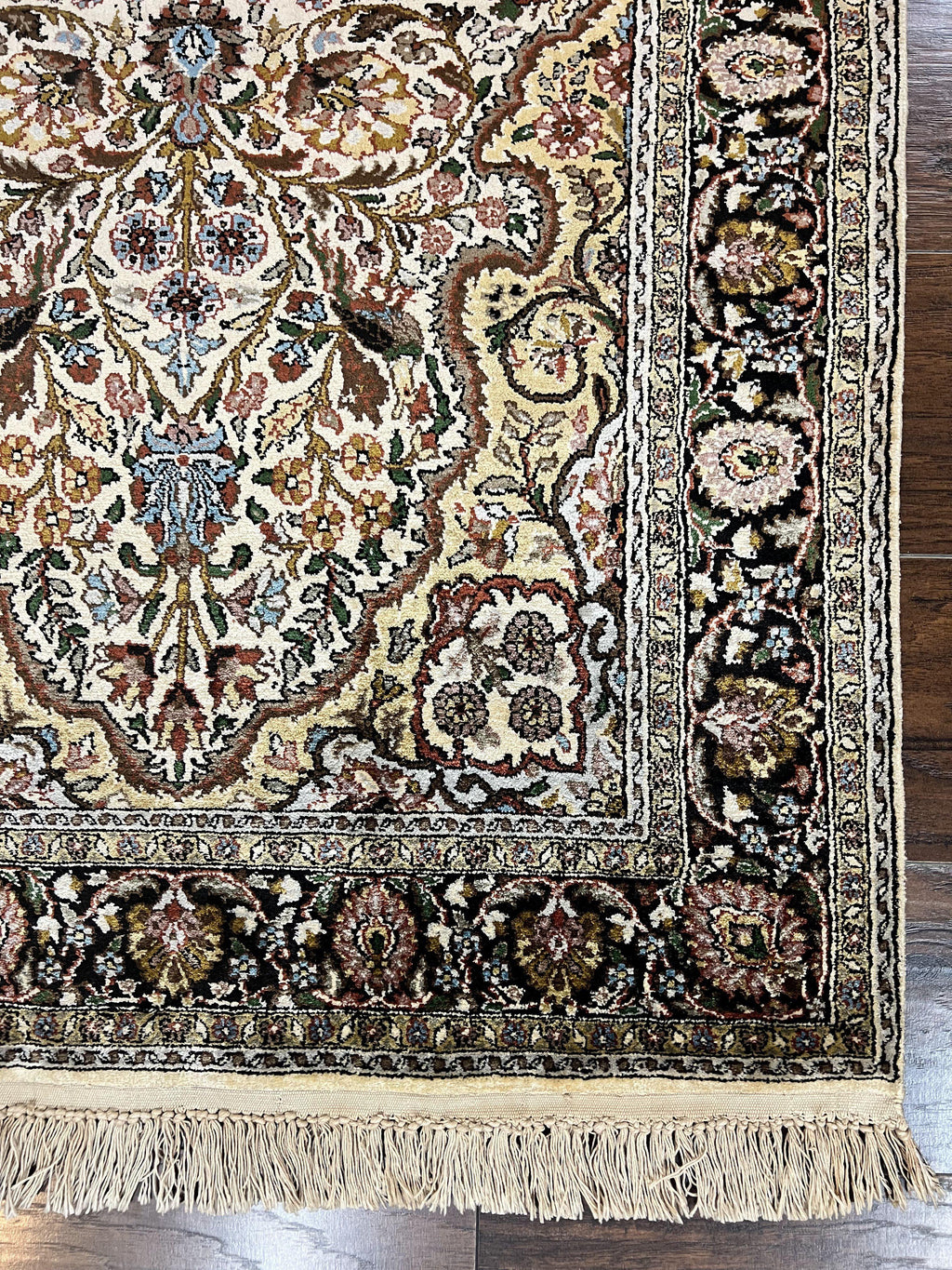 Turkish Kayseri Silk Rug 3x5, Tree of Life Silk Oriental Carpet, Birds Persian Vase Design, Hand Knotted Vintage Fine Rug, 340 KPSI