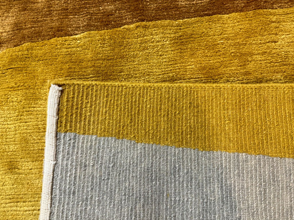 Modern Tibetan Rug 9x10, Wool Handmade Tibetan Area Rug, Abstract Multicolor