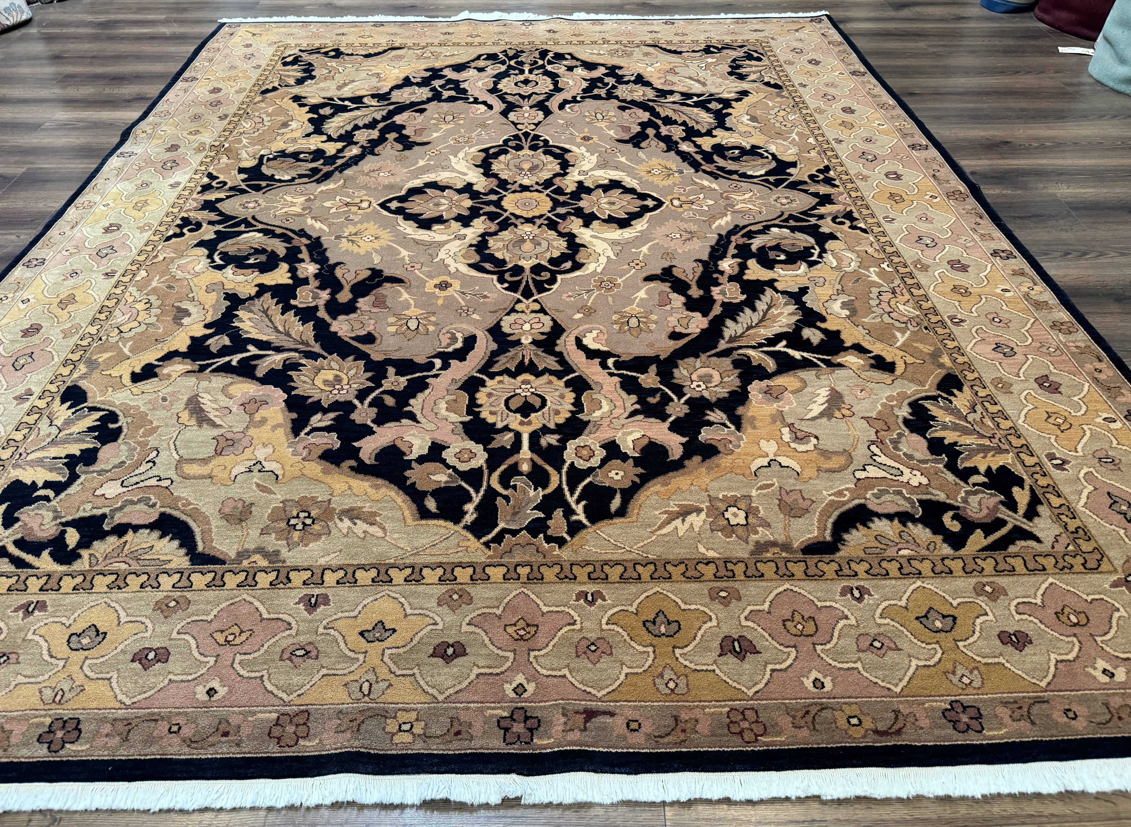 Handmade Wool Rug 8x10, Black & Dark Beige, Nourison, Traditional Rug