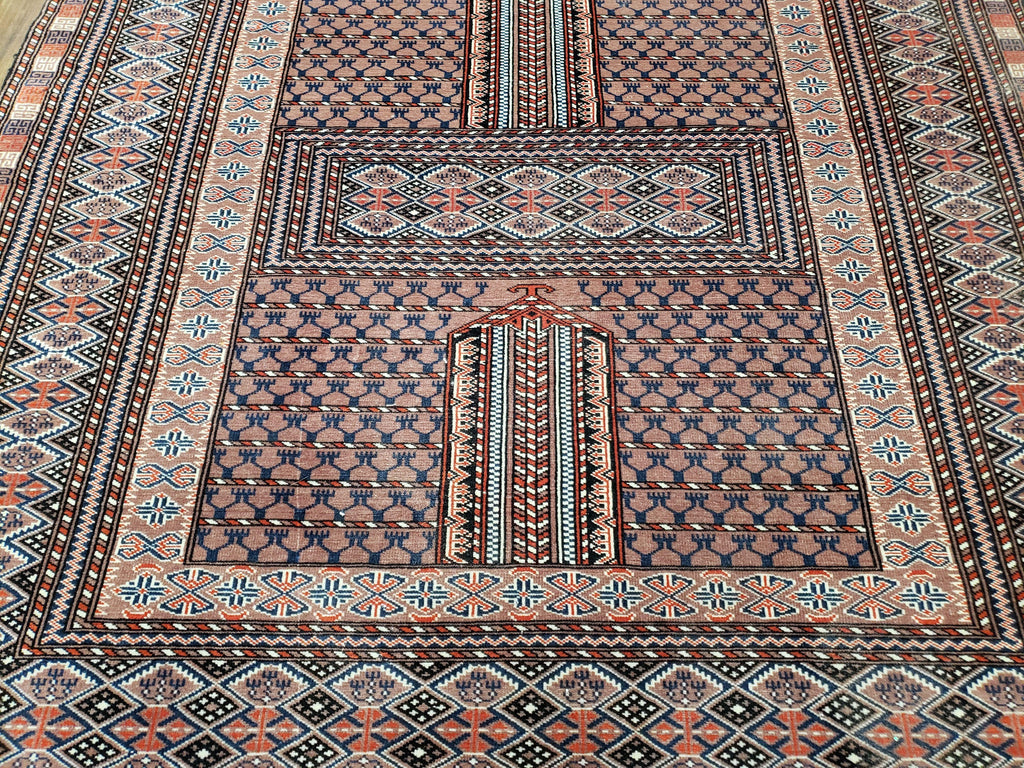 Vintage Turkoman Bokhara Rug 4x6, Four Seasons Pakistan Bukhara Turkmen Engsi Yamud Carpet, Fine Tribal Rug, Wool, Hand-Knotted, Brown, Nice