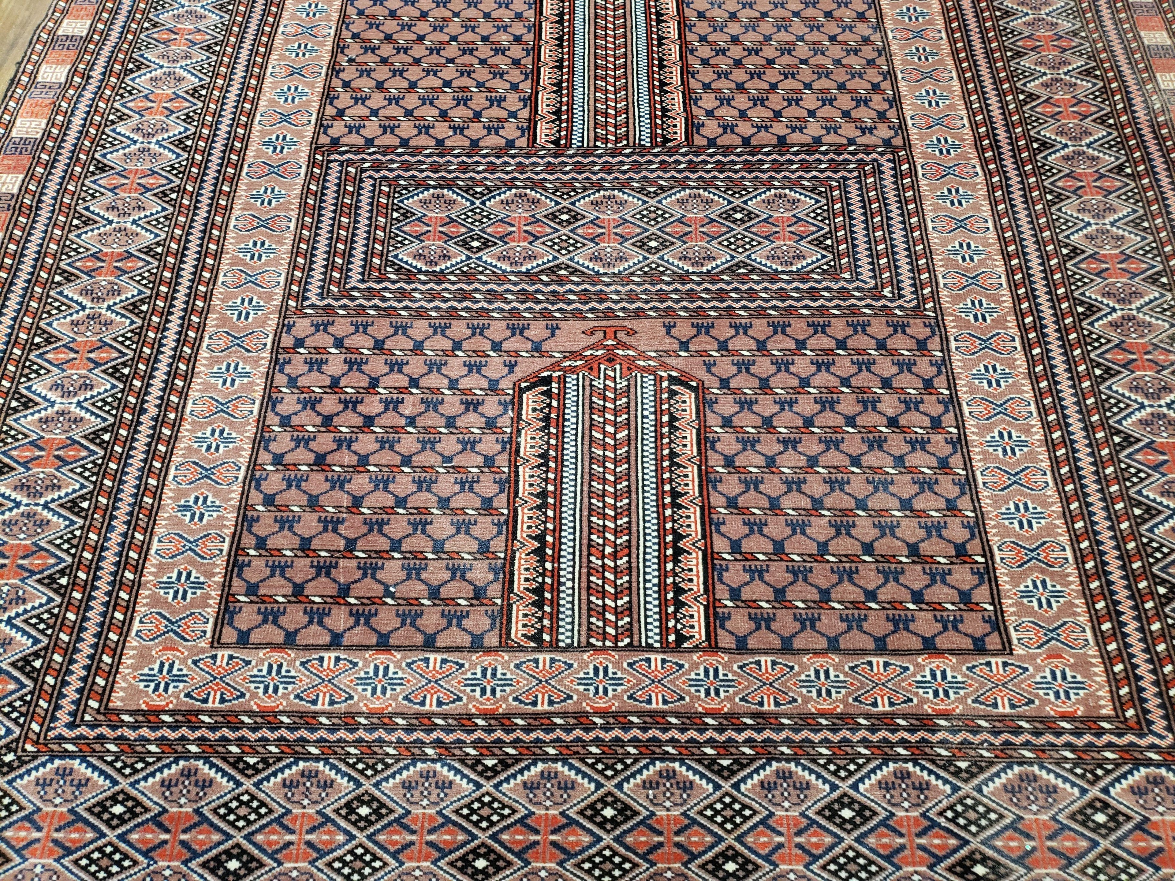 Vintage Turkoman Bokhara Rug 4x6, Four Seasons Pakistan Bukhara Turkmen Engsi Yamud Carpet, Fine Tribal Rug, Wool, Hand-Knotted, Brown, Nice