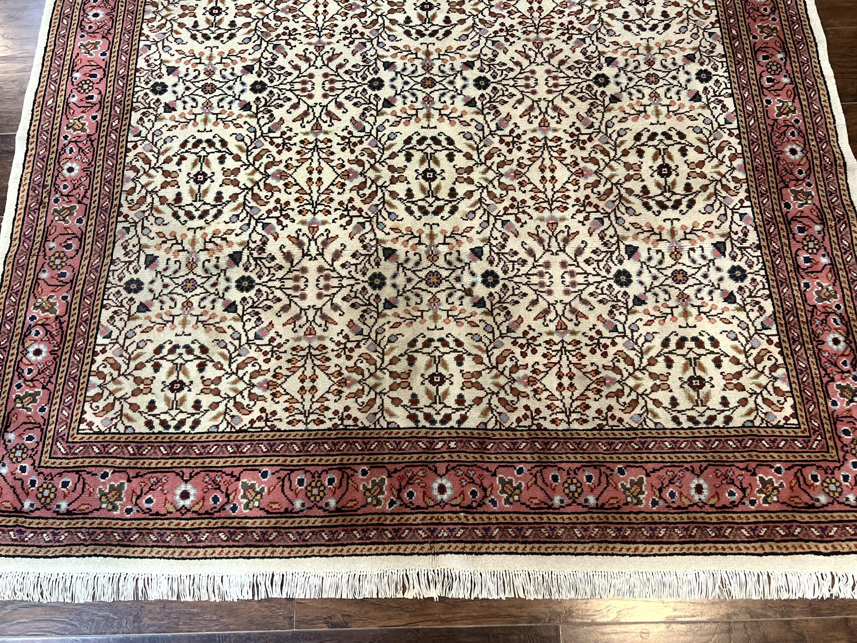 Turkish Rug 6x8, Kayseri Carpet, Handmade Vintage Wool Rug, Cream Multicolor, Allover Pattern