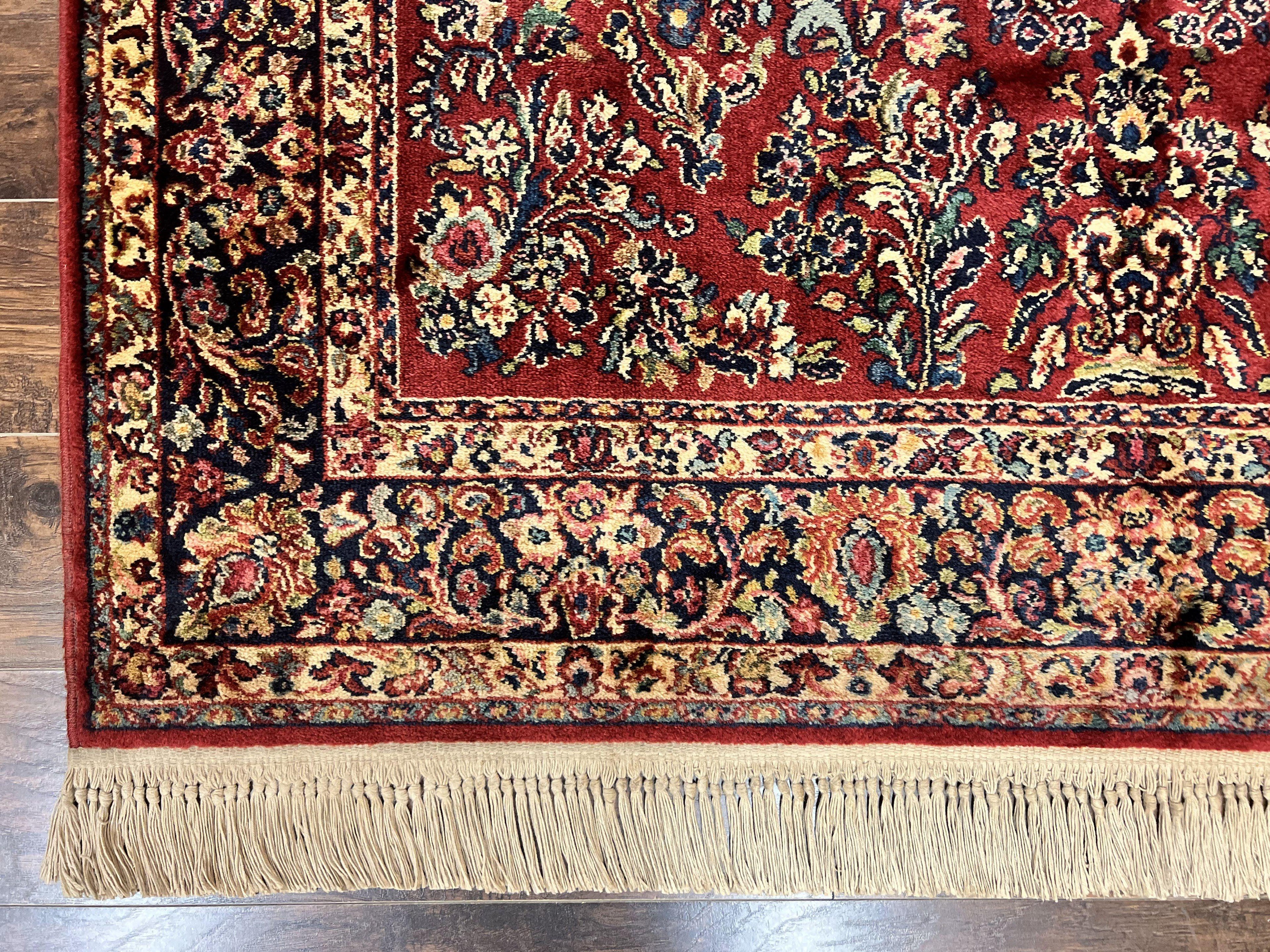 Karastan Rug 5.9 x 9 Red Sarouk #785, Wool Original 700 Series, Vintage
