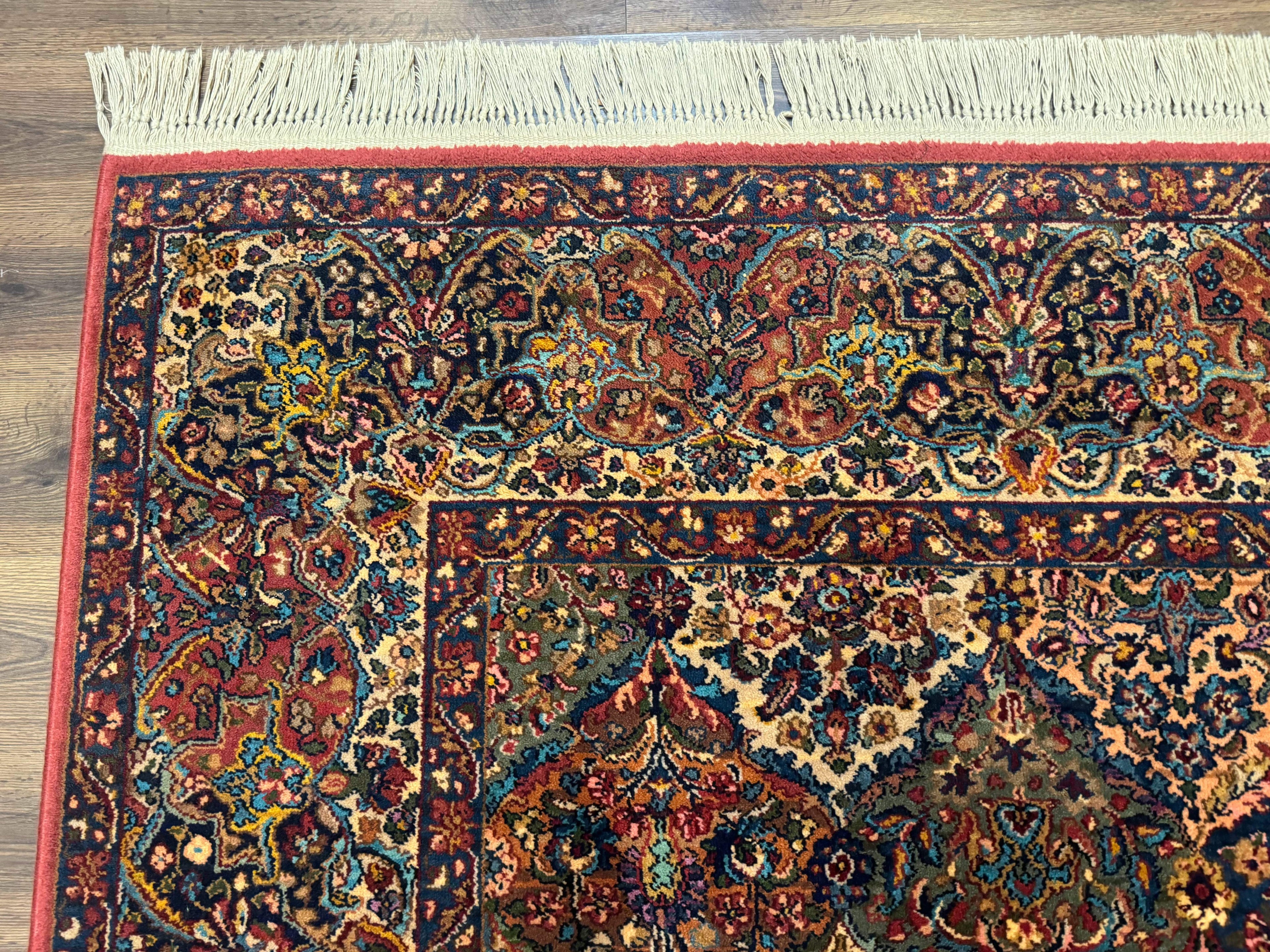 Karastan Rug 8.8 x 10.6, Multicolor Panel Kirman Rug #717, Original 700 Series, Wool