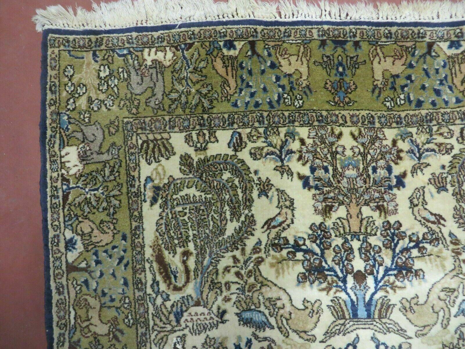 4' X 6 Handmade India Oriental Fine Pictorial Tree Of Life Wool Silk Rug Wow