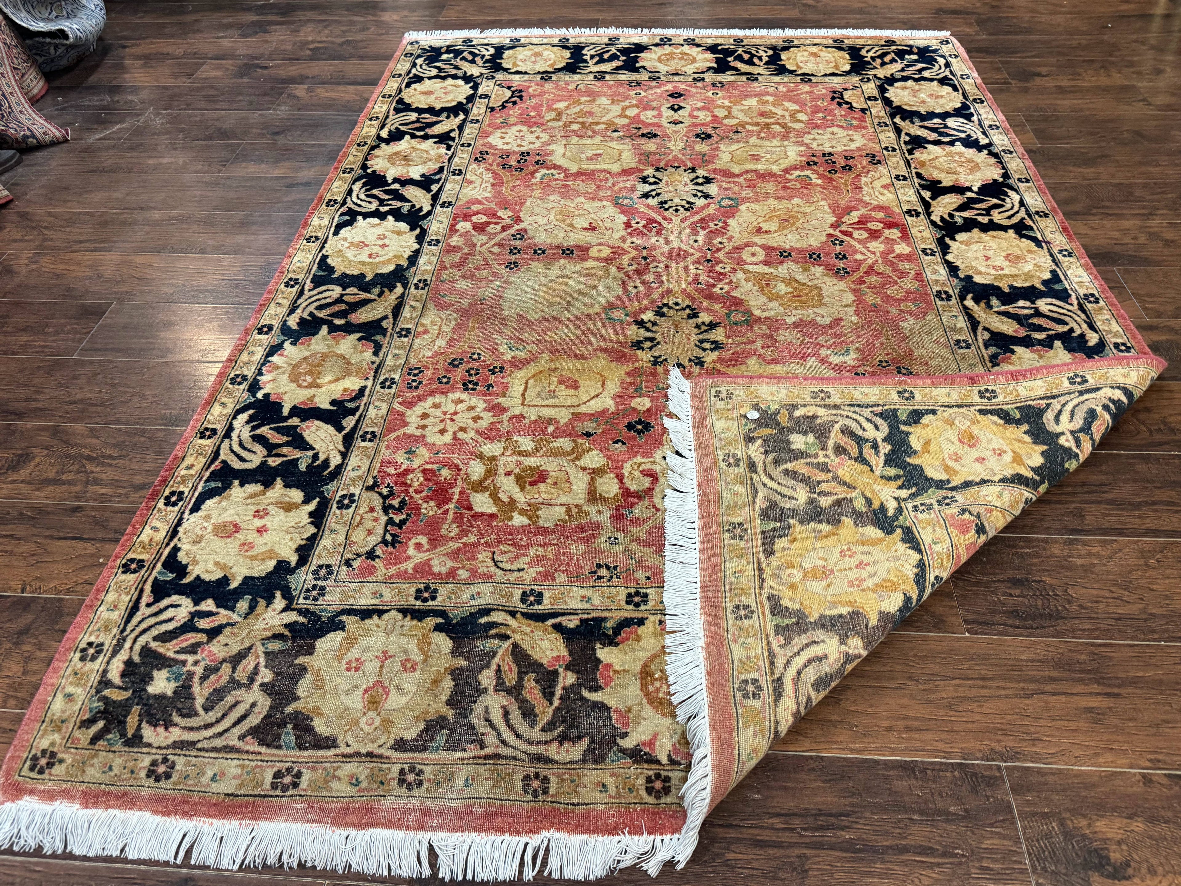 Indian Agra Rug 6x9, Allover Pattern, Traditional Wool Oriental Carpet