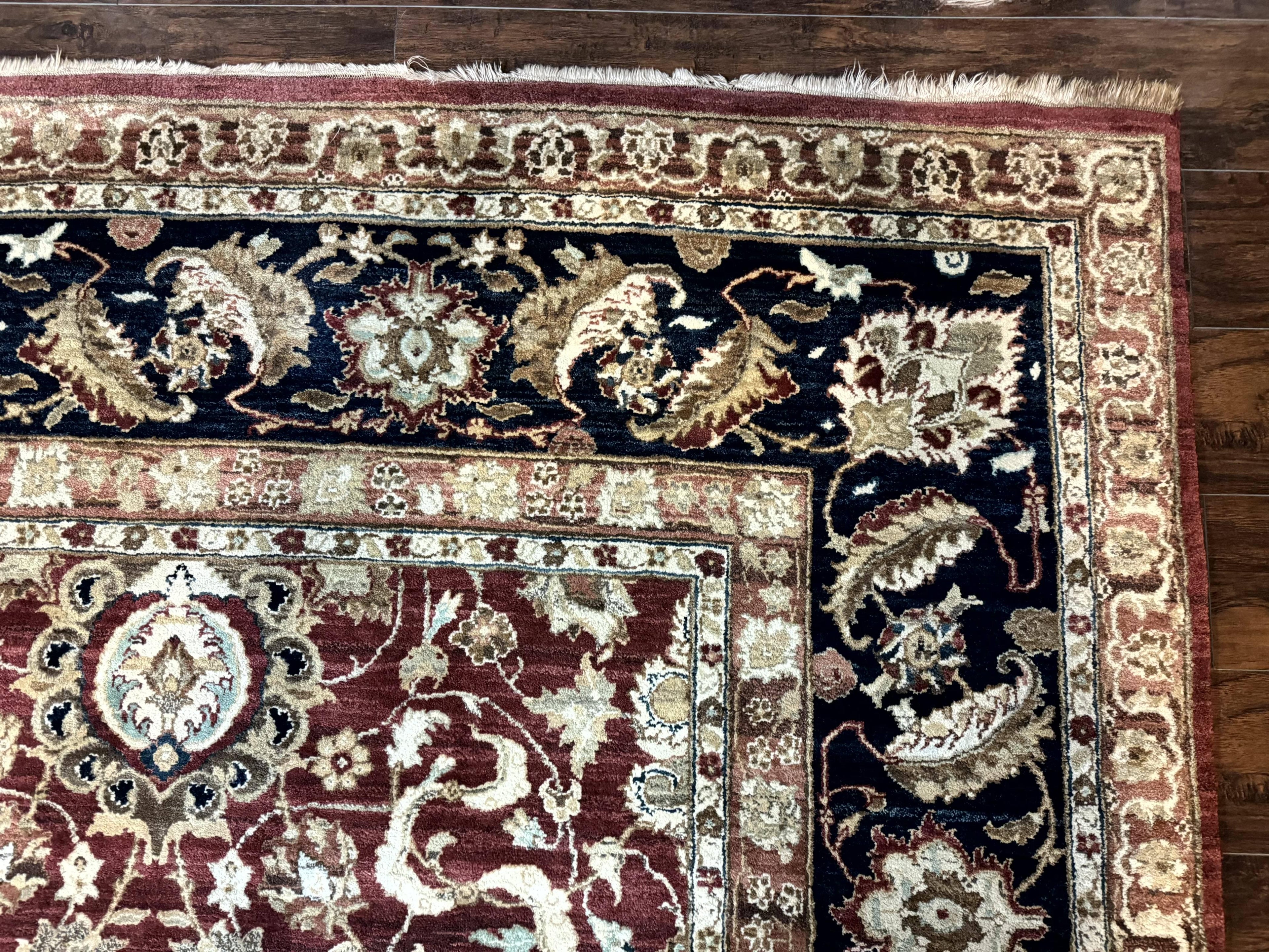 Palace Sized Indian Agra Rug 12x17, Wool Handmade Floral Allover Carpet