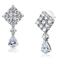 3W1288 - Rhodium Brass Earrings with AAA Grade CZ  in Clear